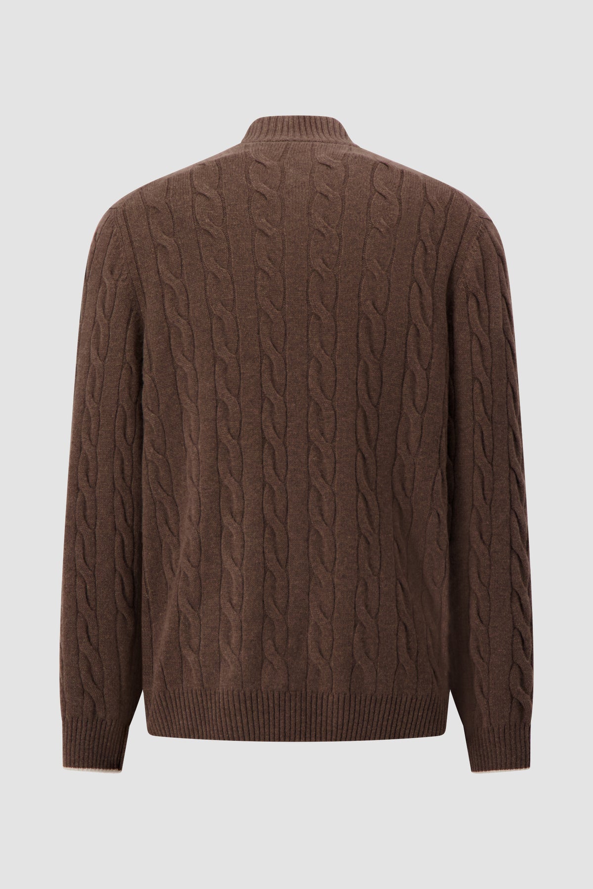 Mandelli Brown Cashmere Cable Knit Zip Sweater