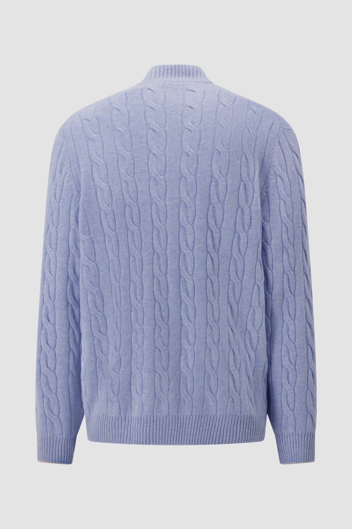 Mandelli Light Blue Cashmere Cable Knit Zip Sweater
