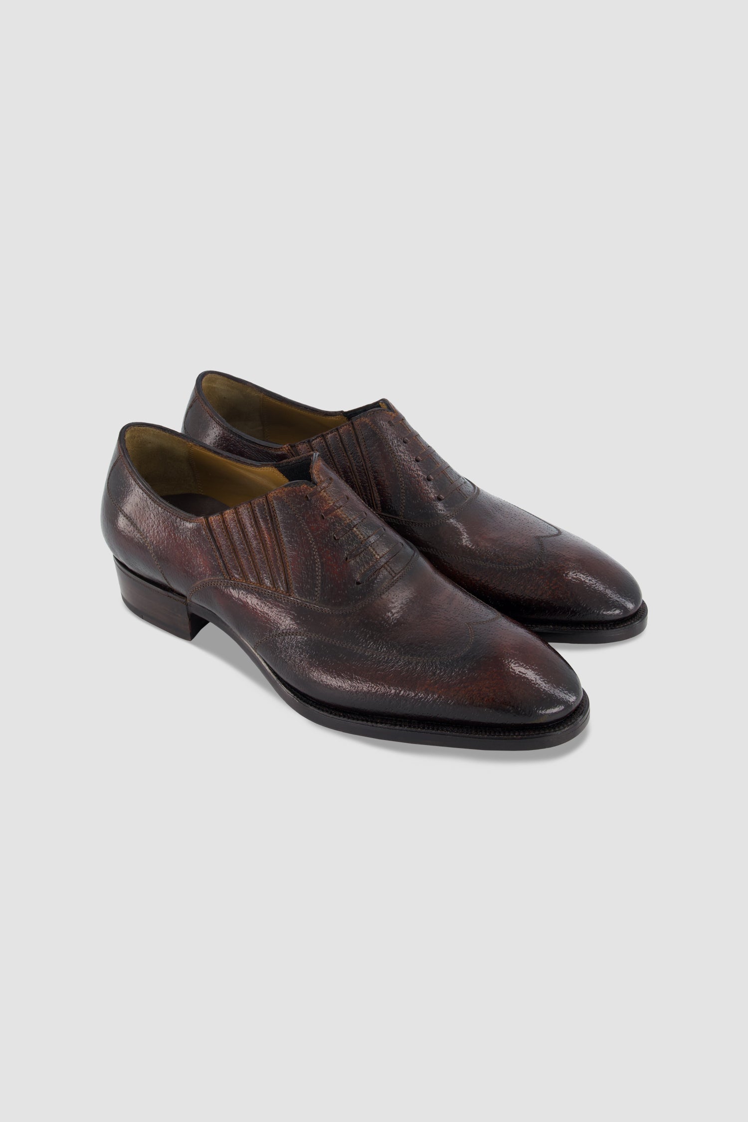 Antonio Meccariello Dark Brown Textured Leather Oxford