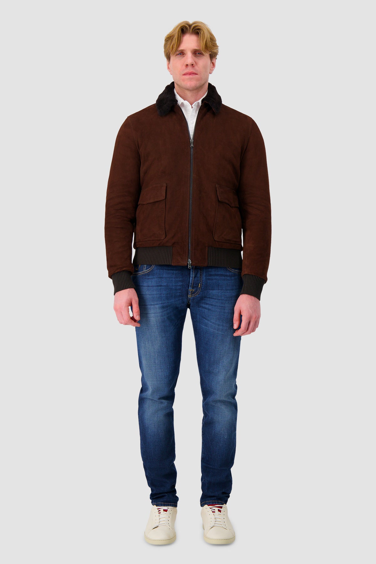 Barba Napoli Chocolate Brown Suede Boston Sport Jacket