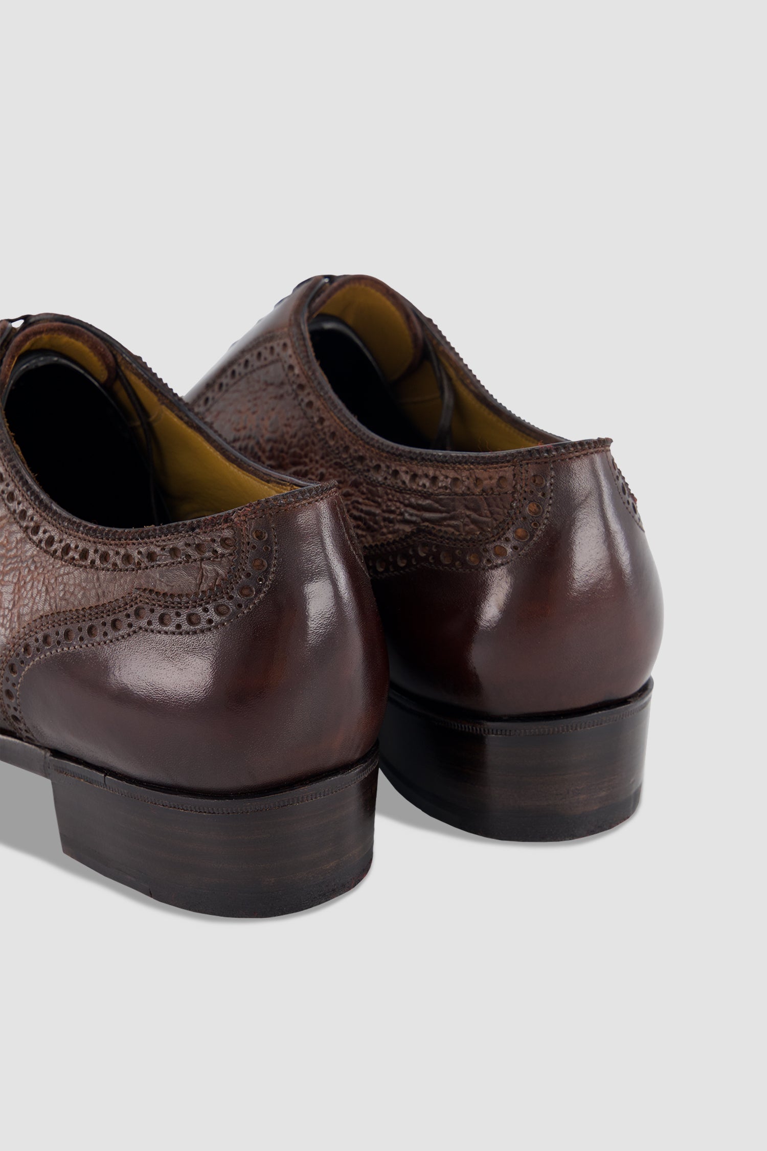 Antonio Meccariello Dark Brown Calf Leather Textured Cap-Toe Oxford