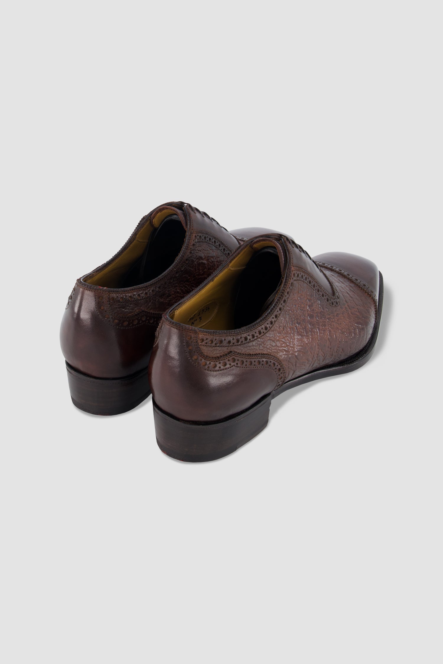 Antonio Meccariello Dark Brown Calf Leather Textured Cap-Toe Oxford