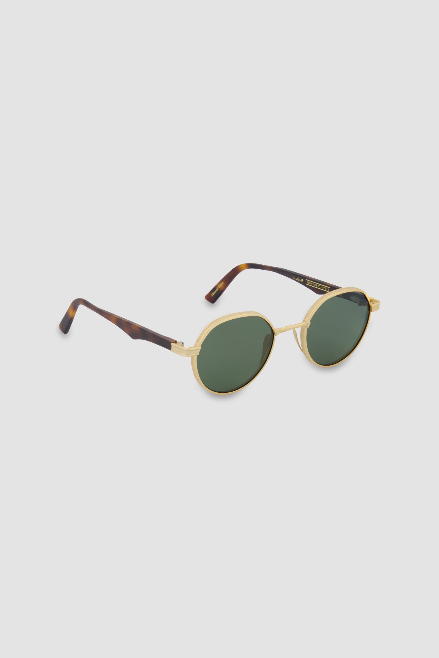 L.G.R Gold Matt/Havana Maculato/Flat Green 51' Meknes Sunglasses