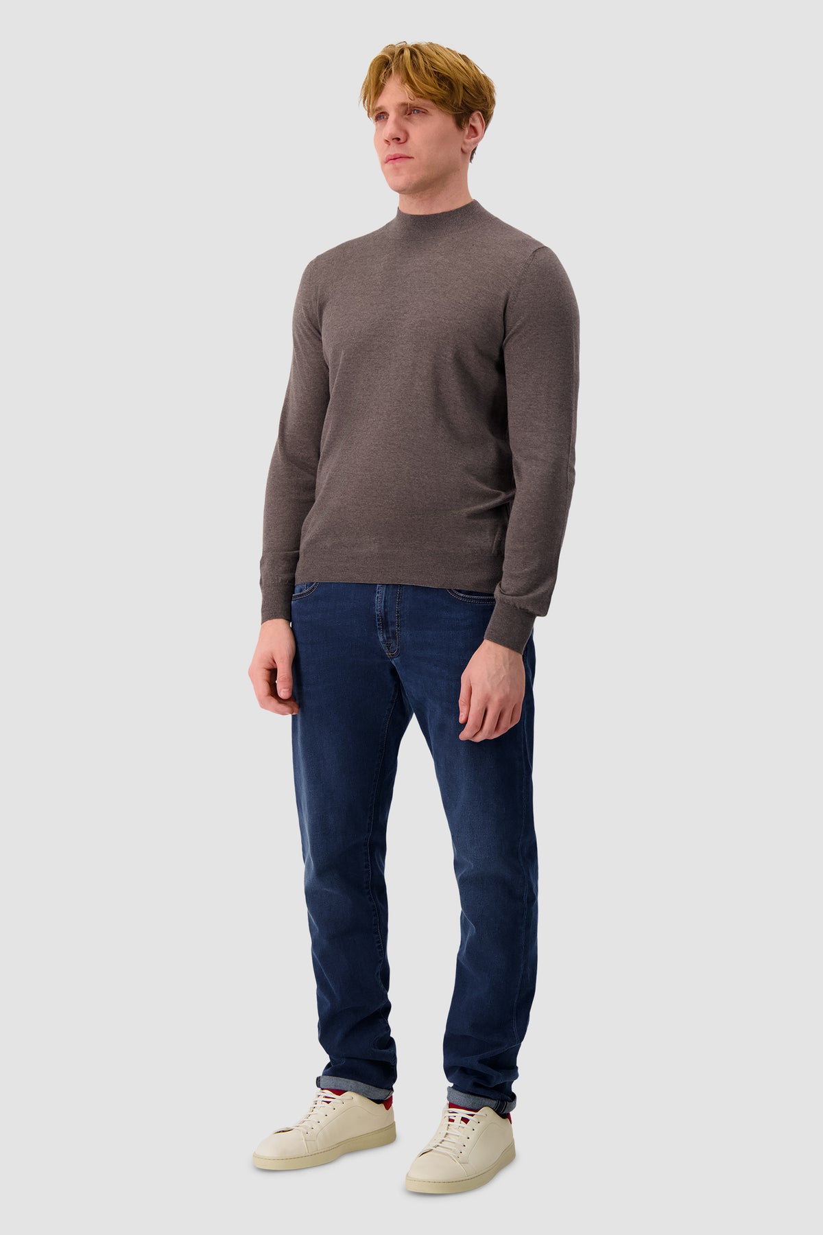 Pull Ras de Cou Marron Paricollo Barba Napoli
