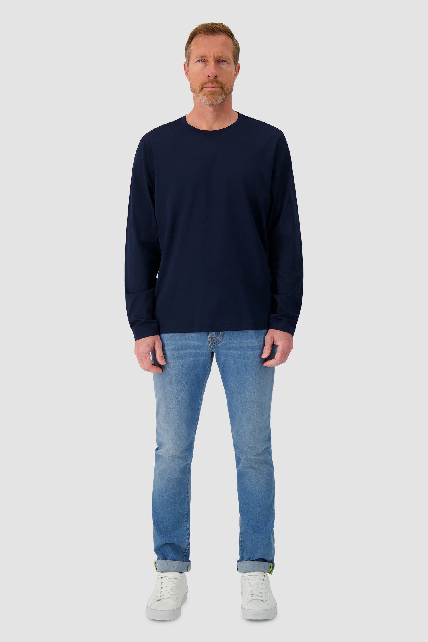 Barba Napoli Dark Blue Long Sleeve T-Shirt
