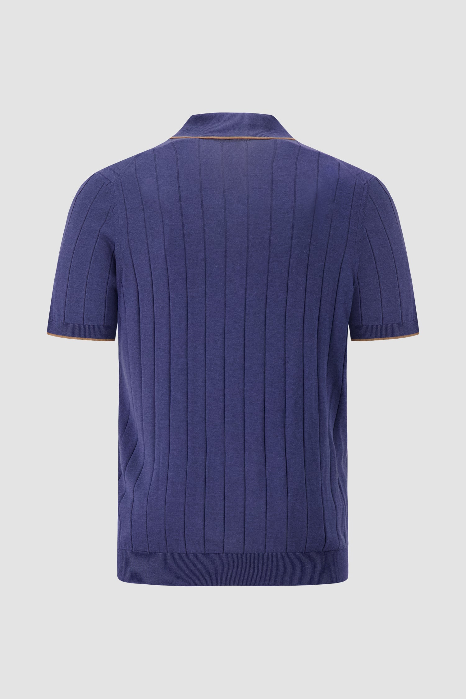 Barba Napoli Blue Knit Zip Polo
