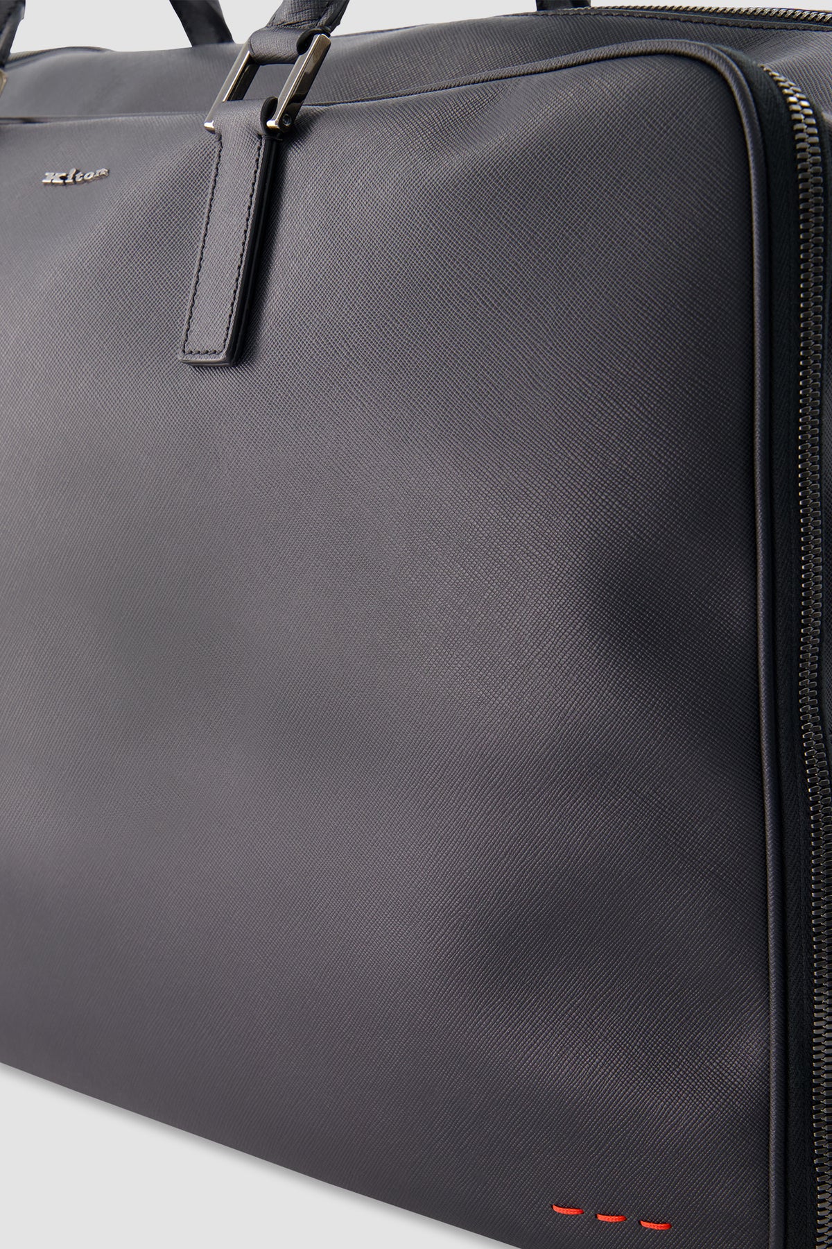 Kiton Black Leather Business Tote