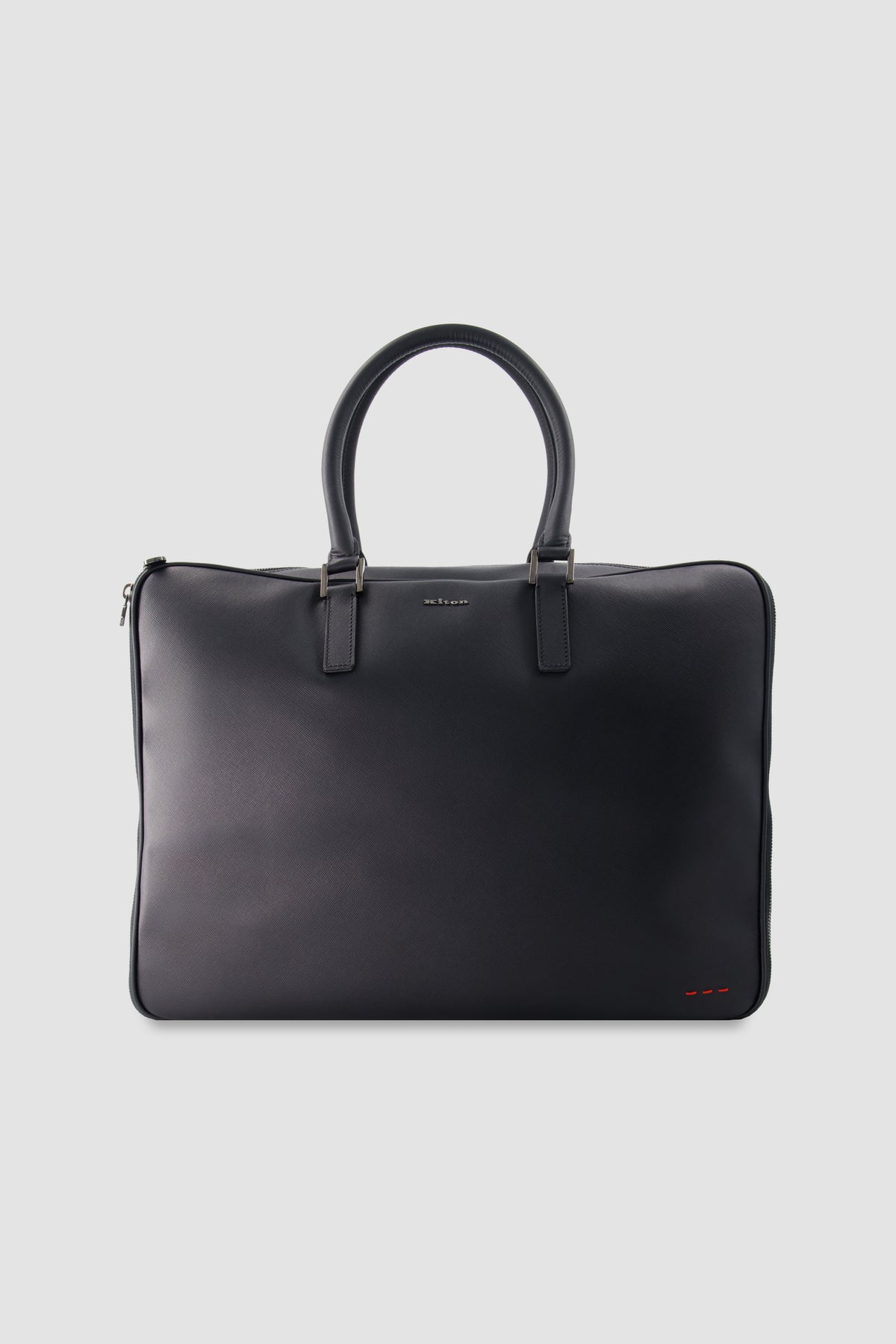 Kiton Black Leather Business Tote