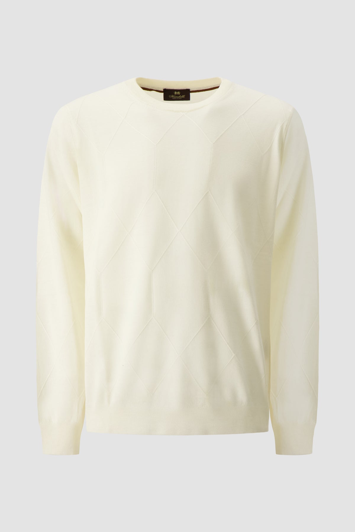 Mandelli Ivory Diamond Knit Crewneck Sweater