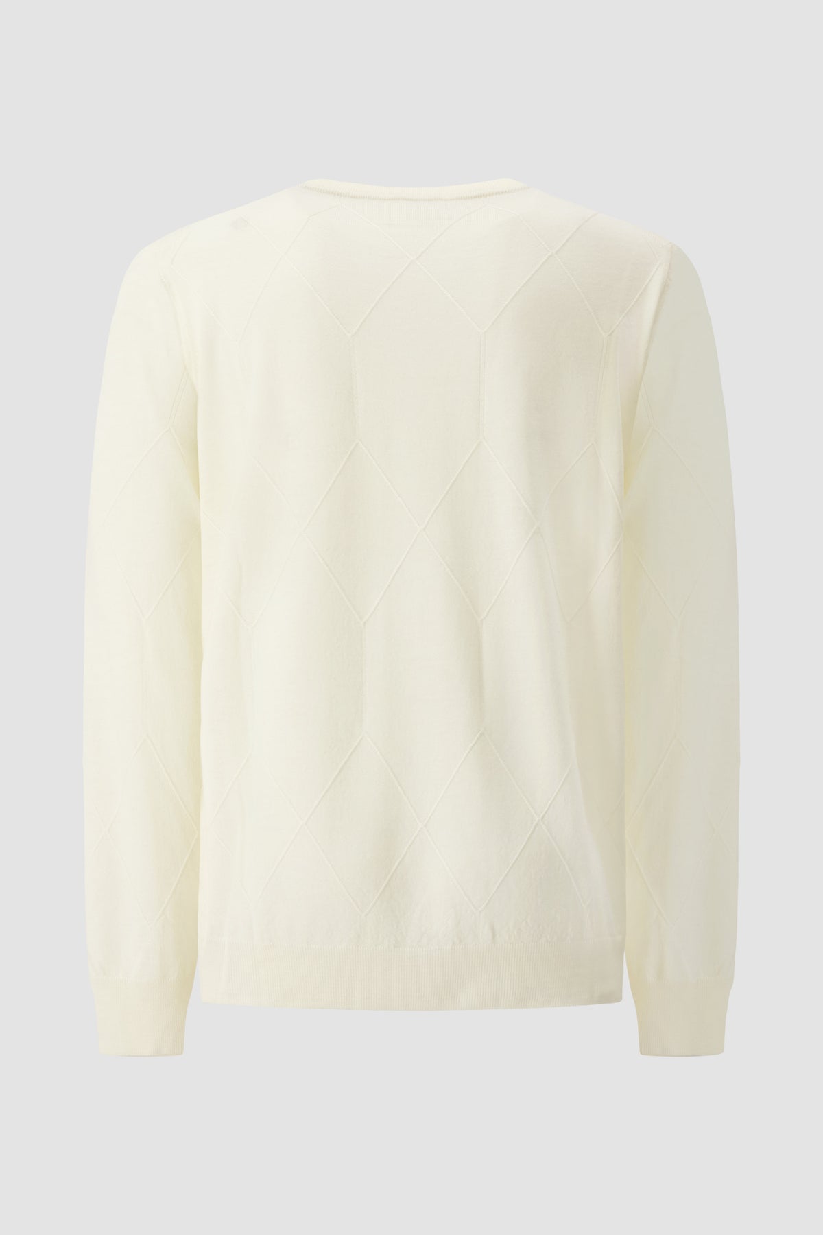 Mandelli Ivory Diamond Knit Crewneck Sweater