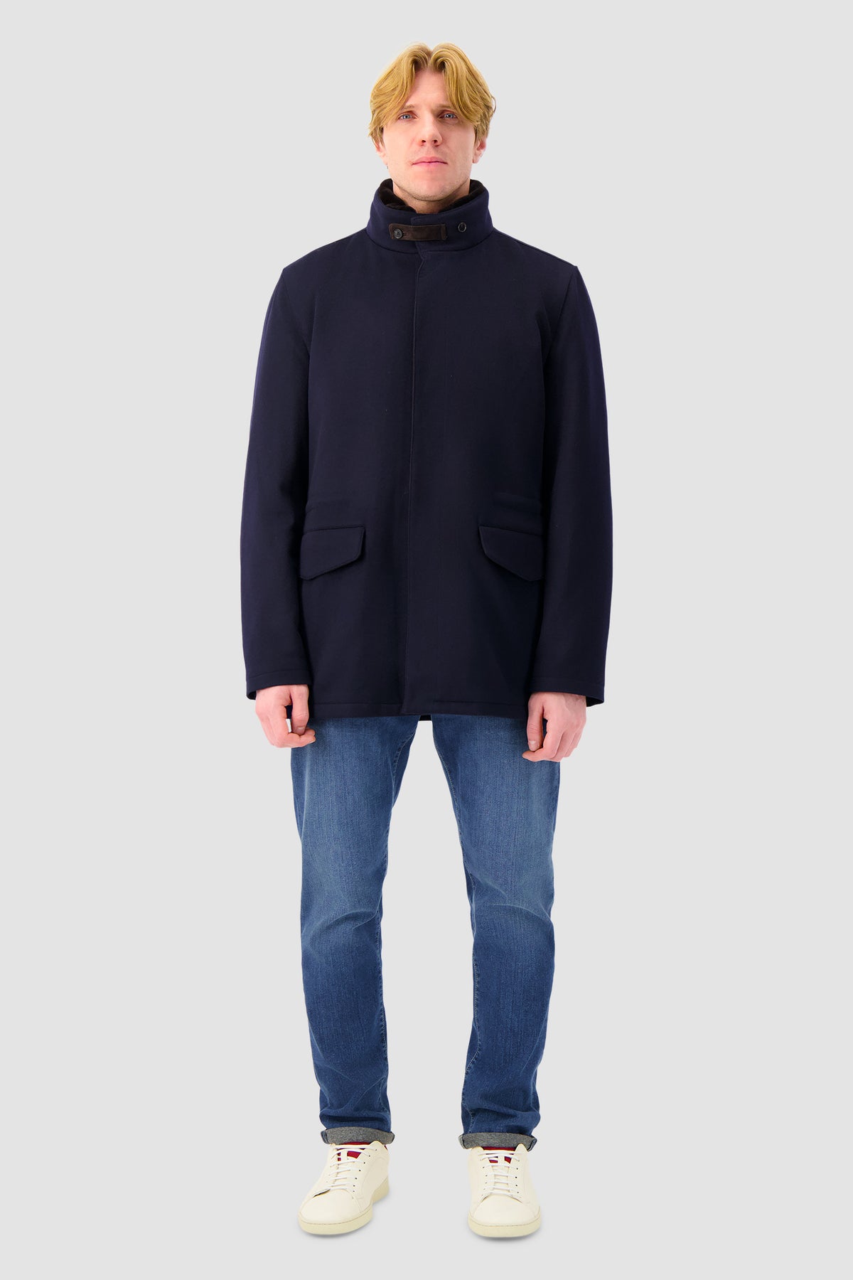 Mandelli Navy Cashmere Utility Jacket