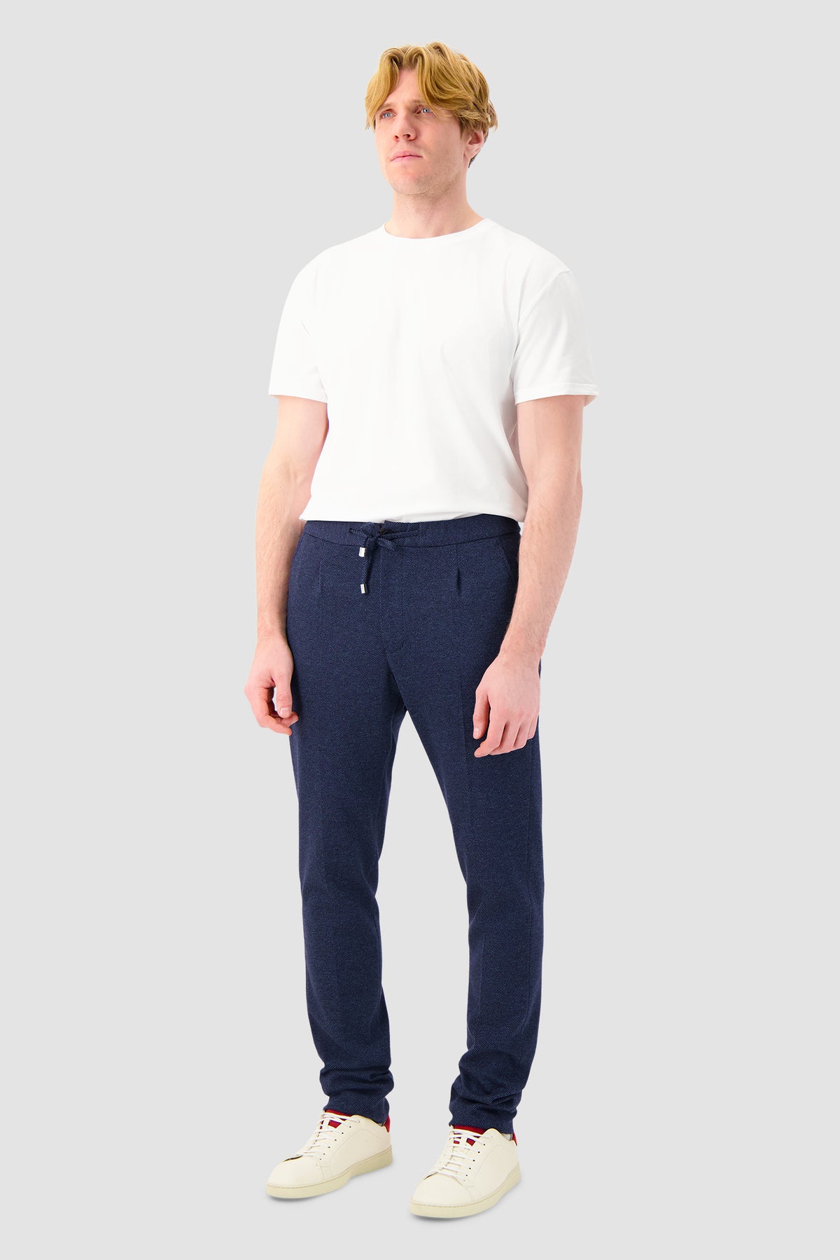 Mandelli Navy Virgin Wool Drawstring Trouser