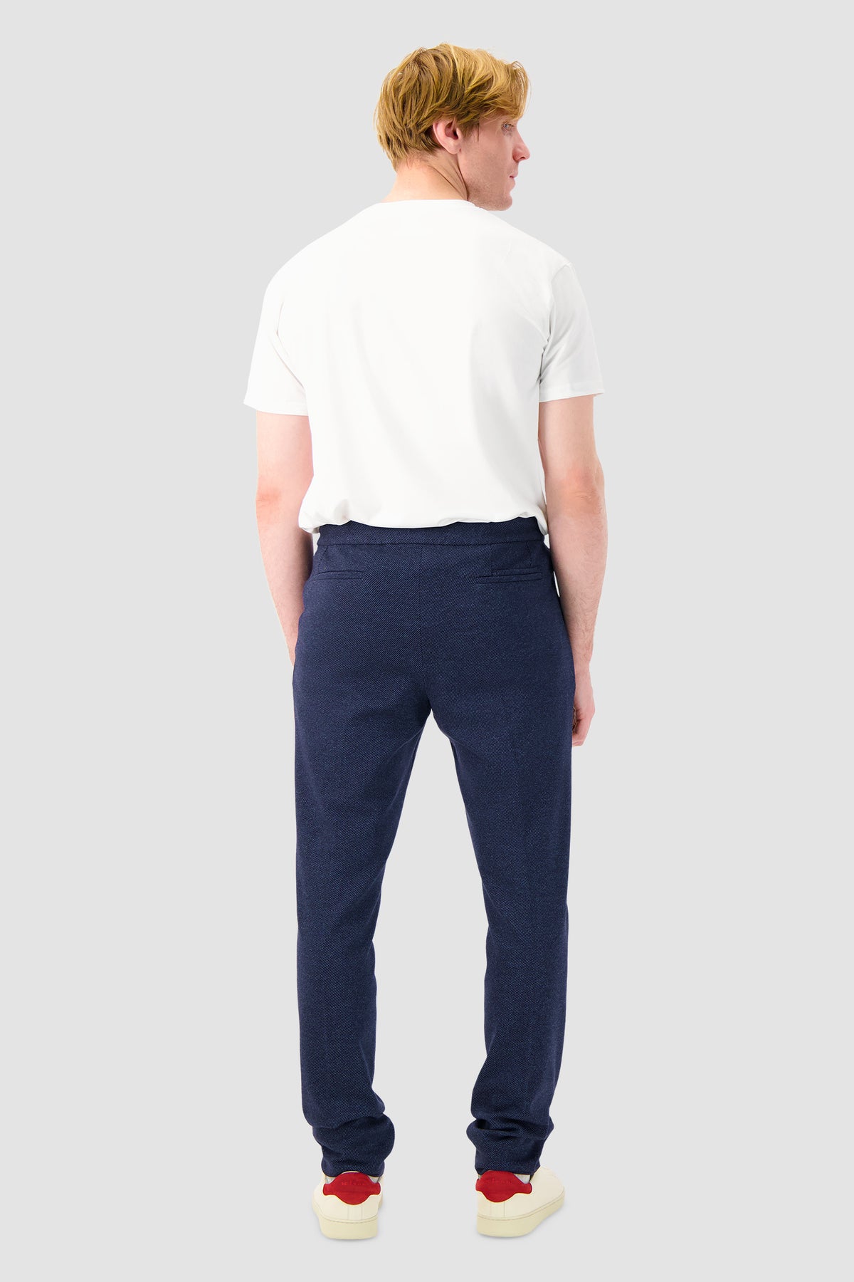 Mandelli Navy Virgin Wool Drawstring Trouser