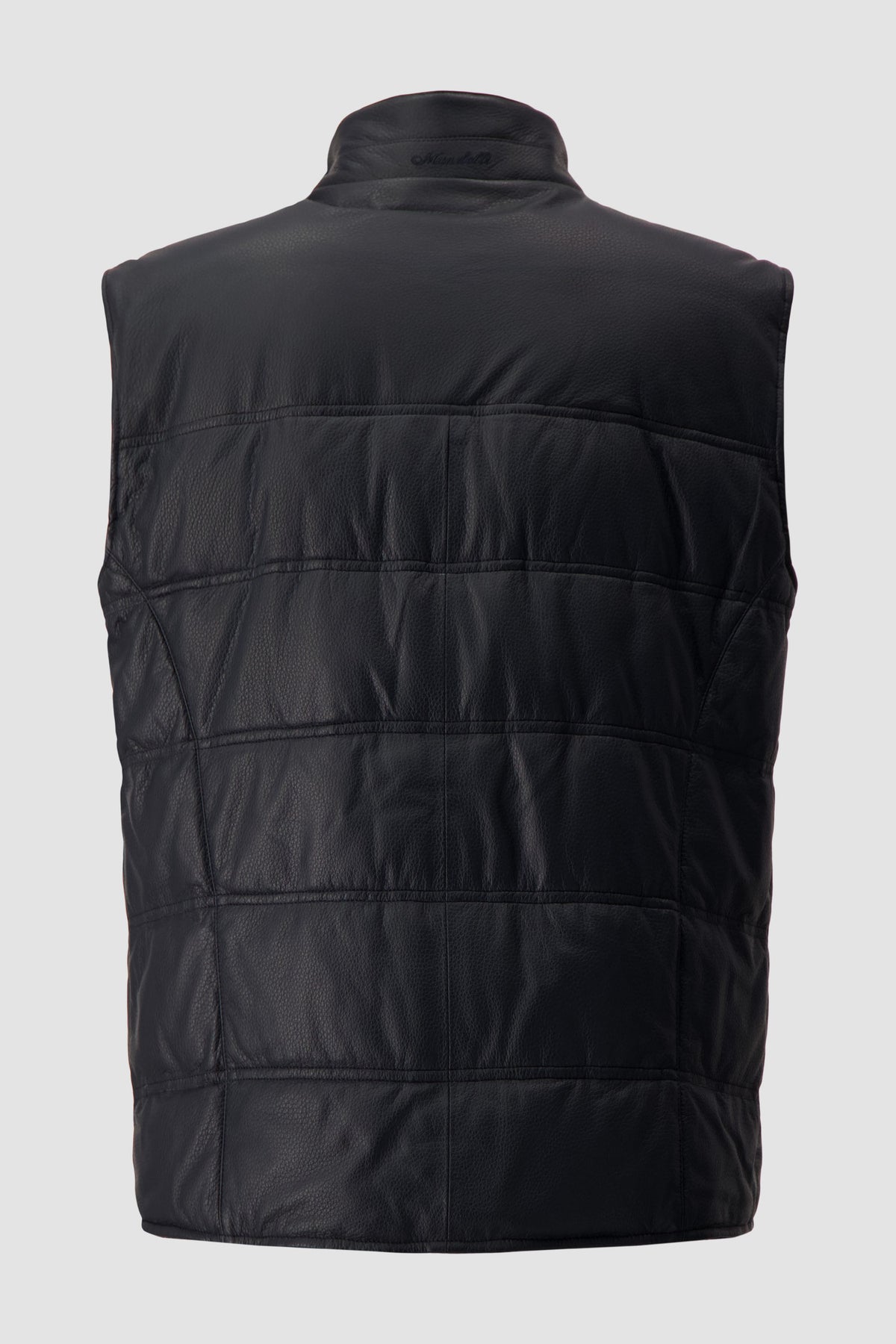 Mandelli Navy Deer Leather Quilted Vest