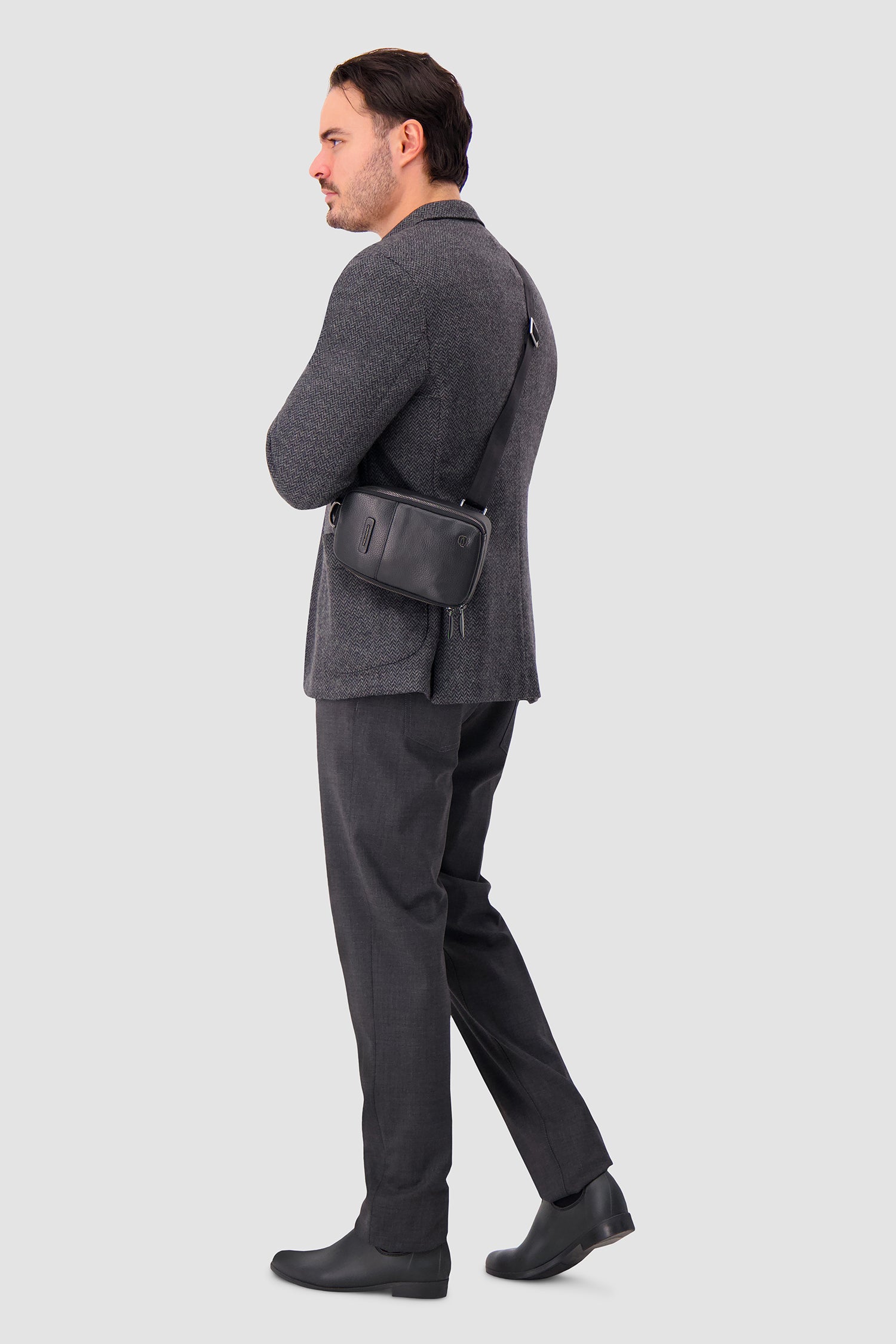 Piquadro Black Crossbody iPhone Bag