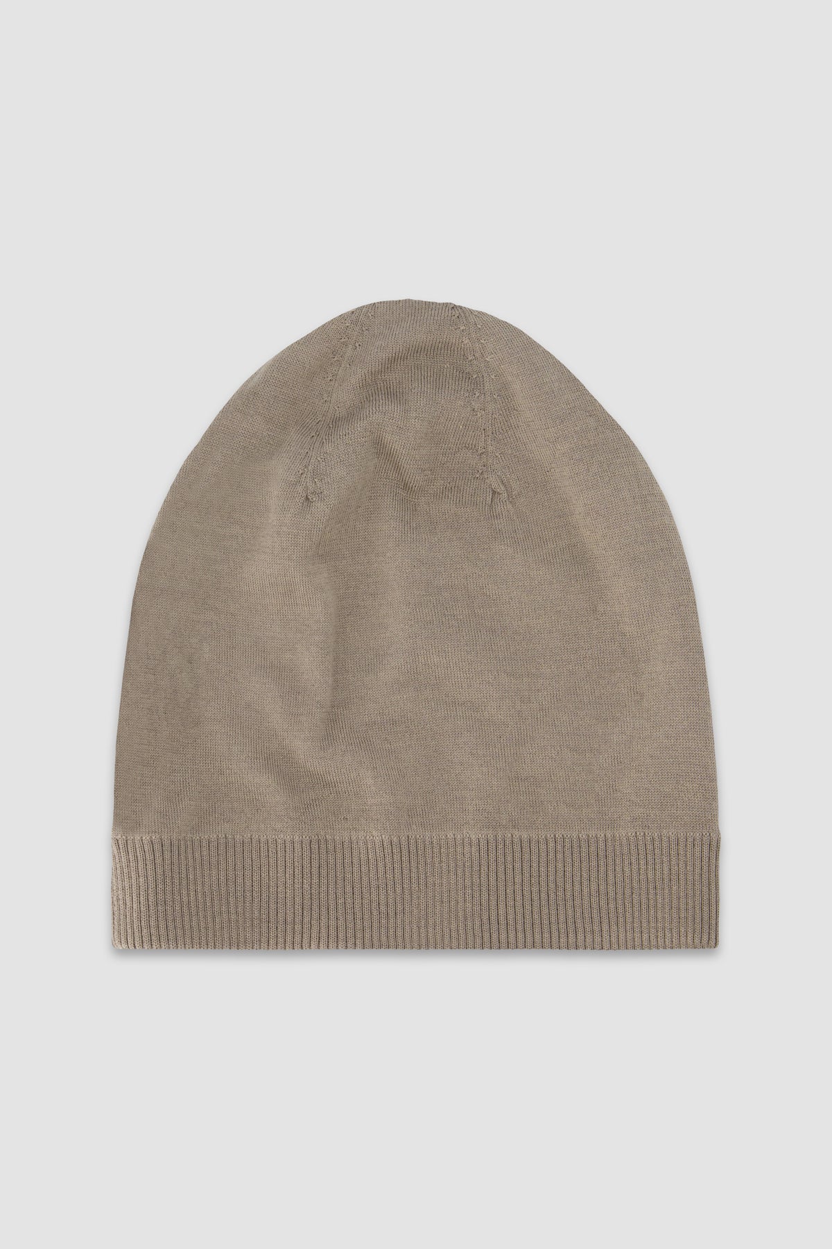 Pashmere Beige/Brown Wool Silk Reversible Beanie