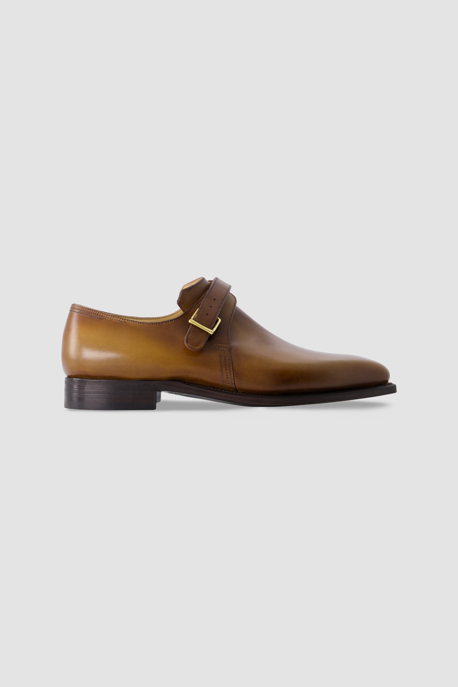 Corthay Brown Leather Single Monk Strap Dress Shoe