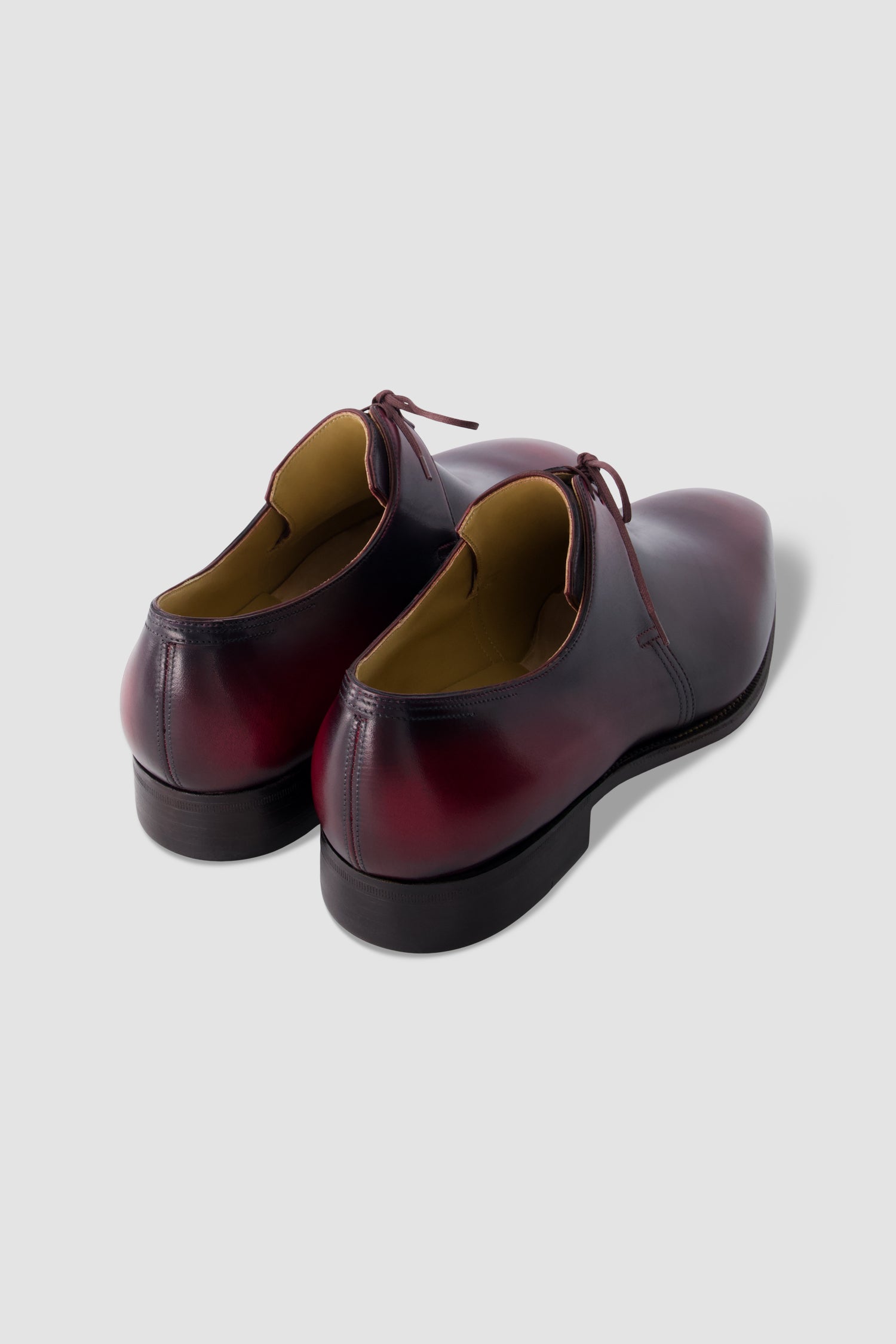 Corthay Burgundy Leather Plain Toe Derby Shoe