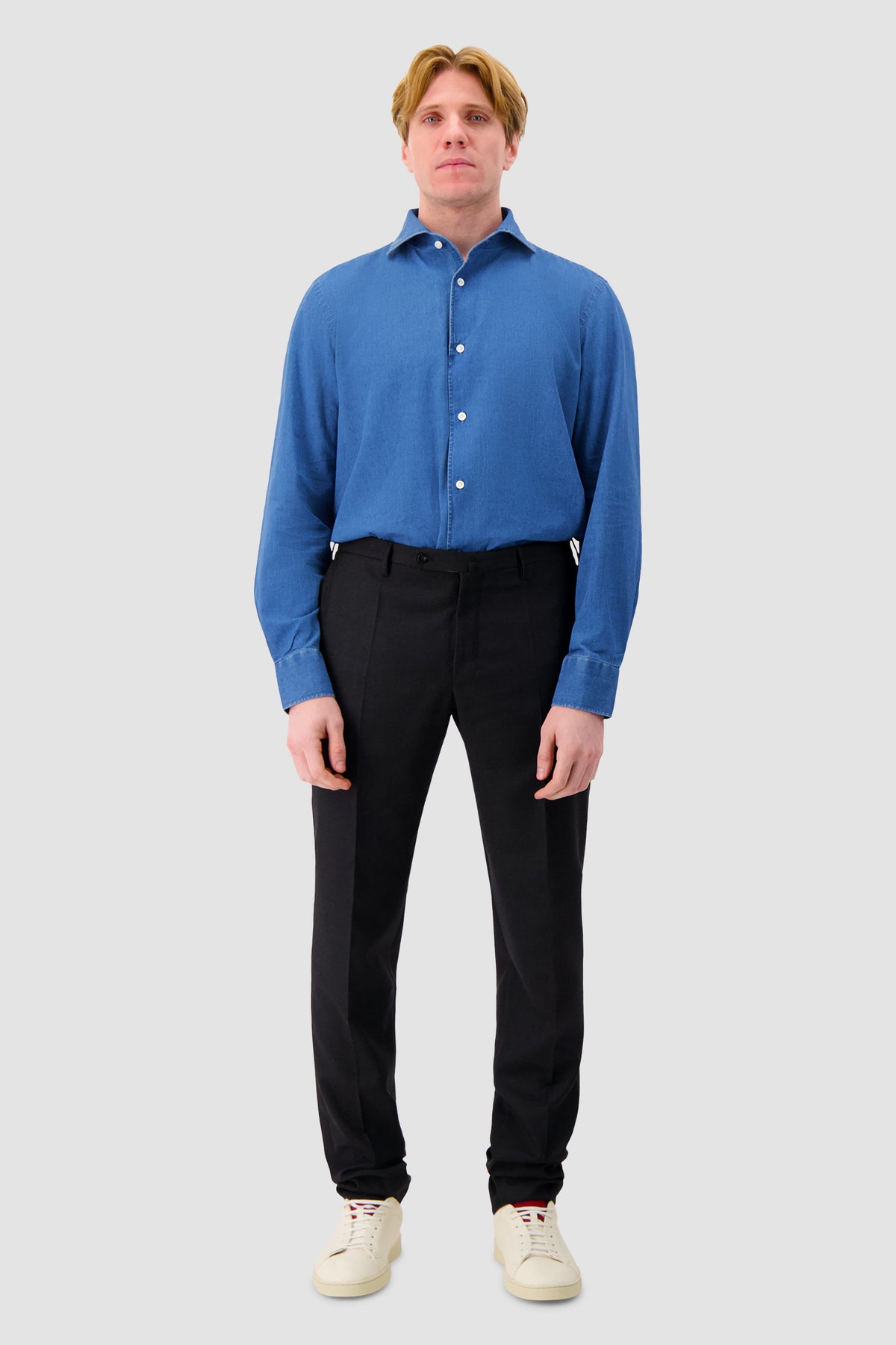 100 Hands Blue Chambray Cotton Dress Shirt