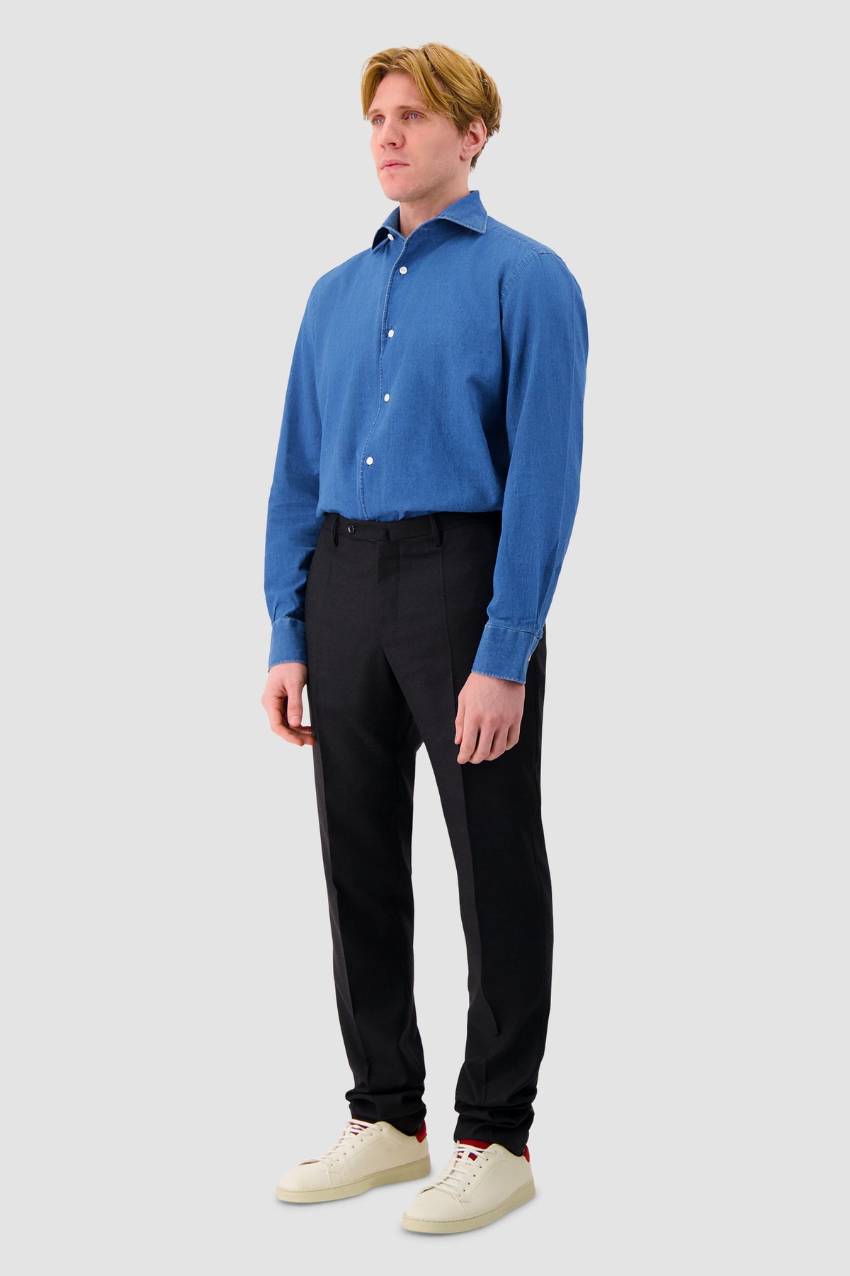 100 Hands Blue Chambray Cotton Dress Shirt