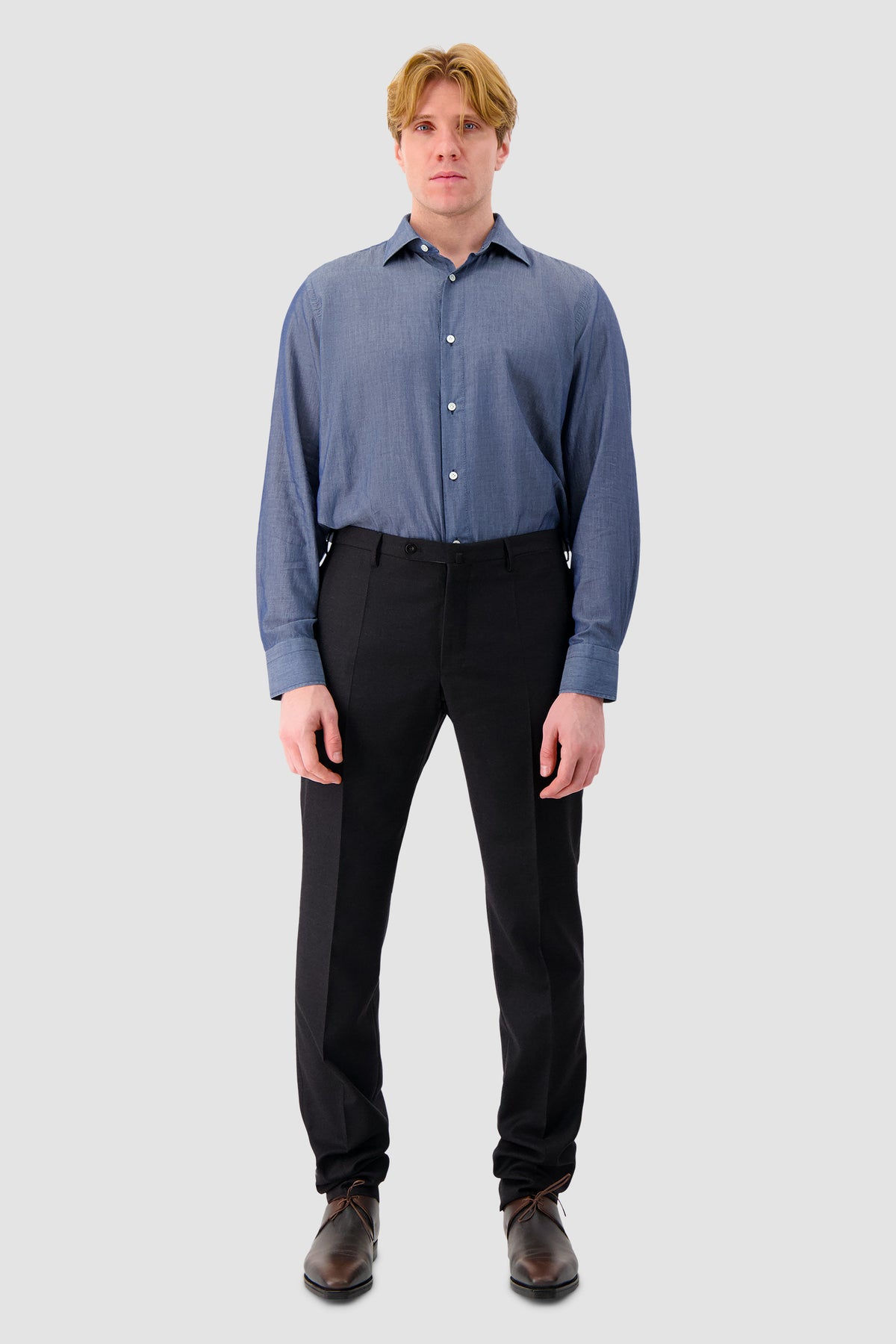 100 Hands Blue Cotton Dress Shirt