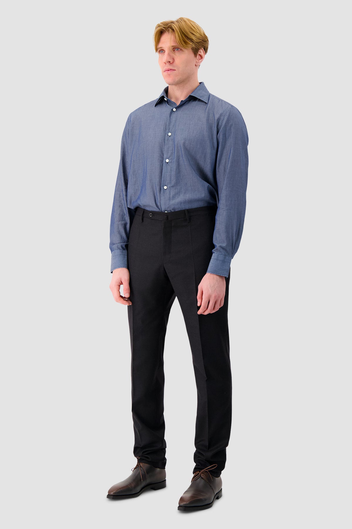 100 Hands Blue Cotton Dress Shirt