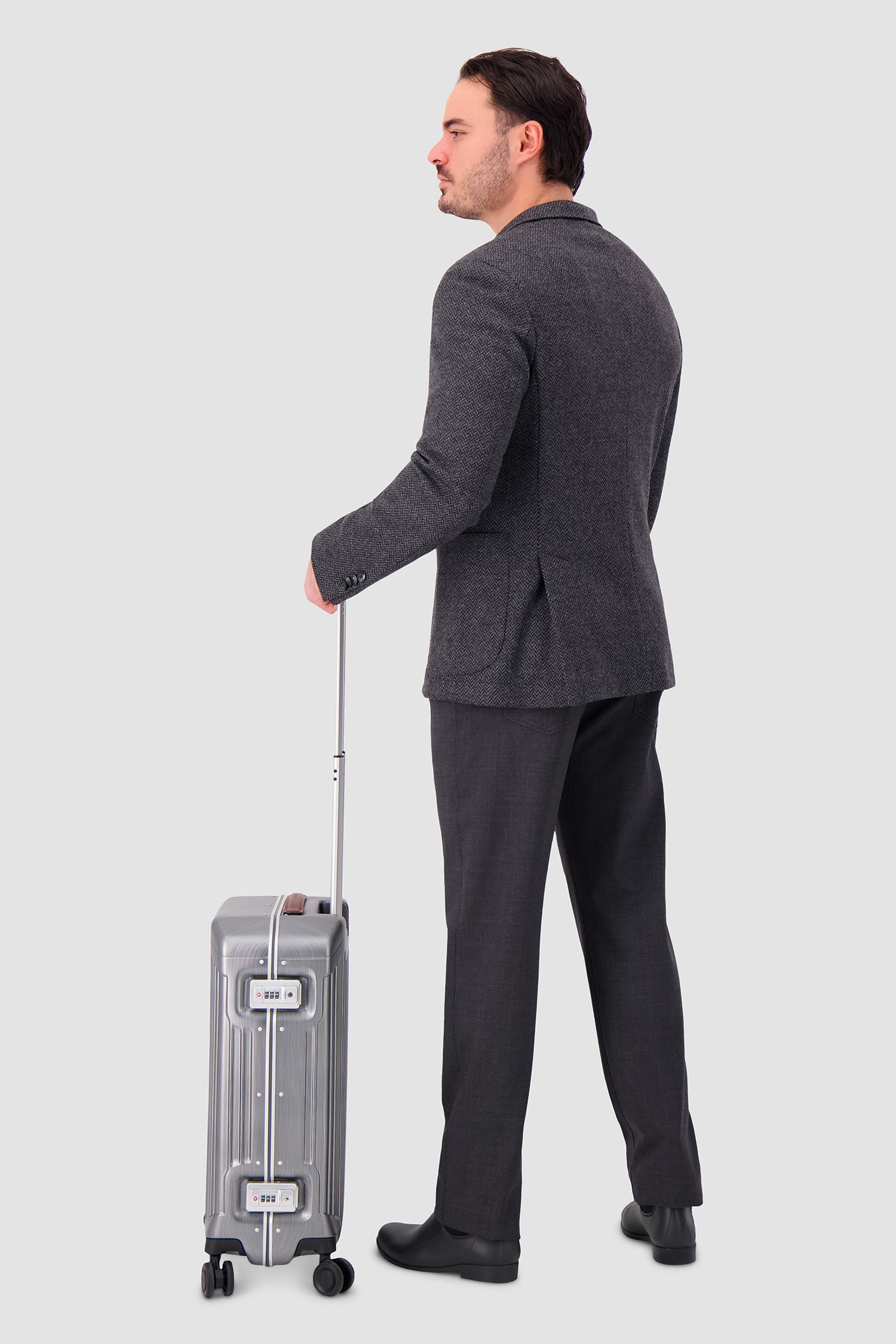 Piquadro Silver 4 Wheel Cabin Suitcase