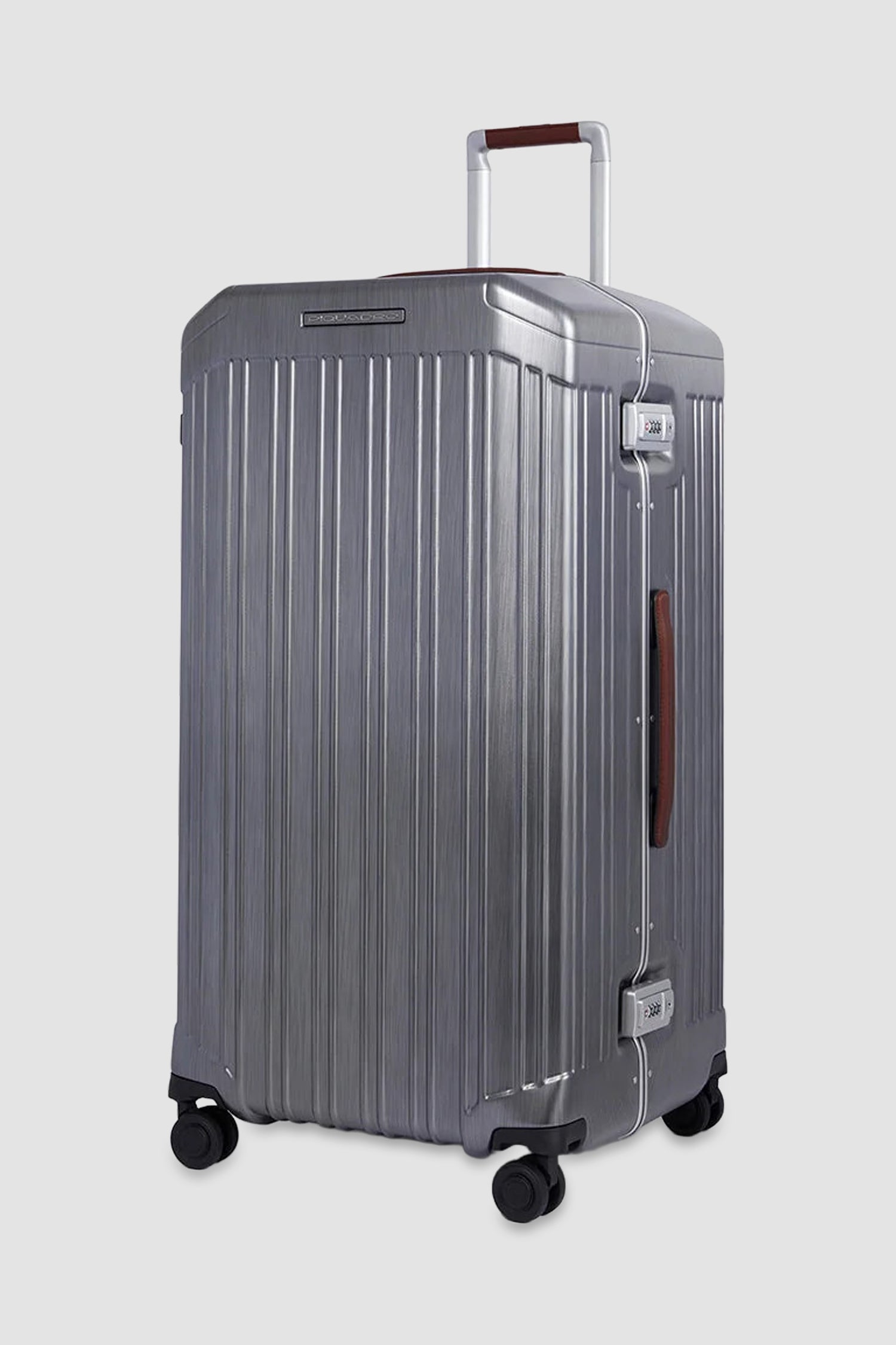 Valise Piquadro Silver rigide, forme malle, à 4 roulettes