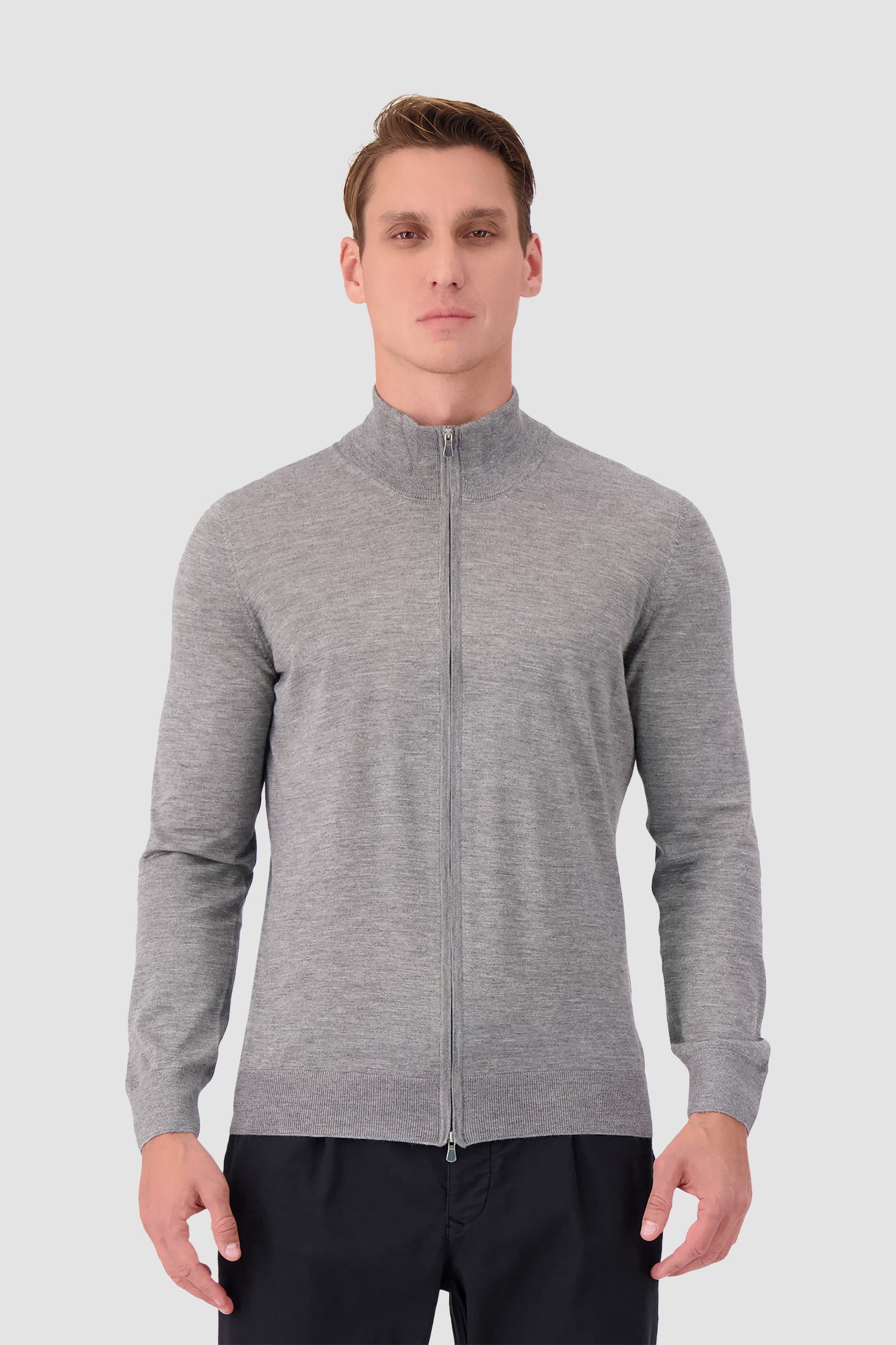 Barba Napoli Grey Zipped Guibbino Sweater