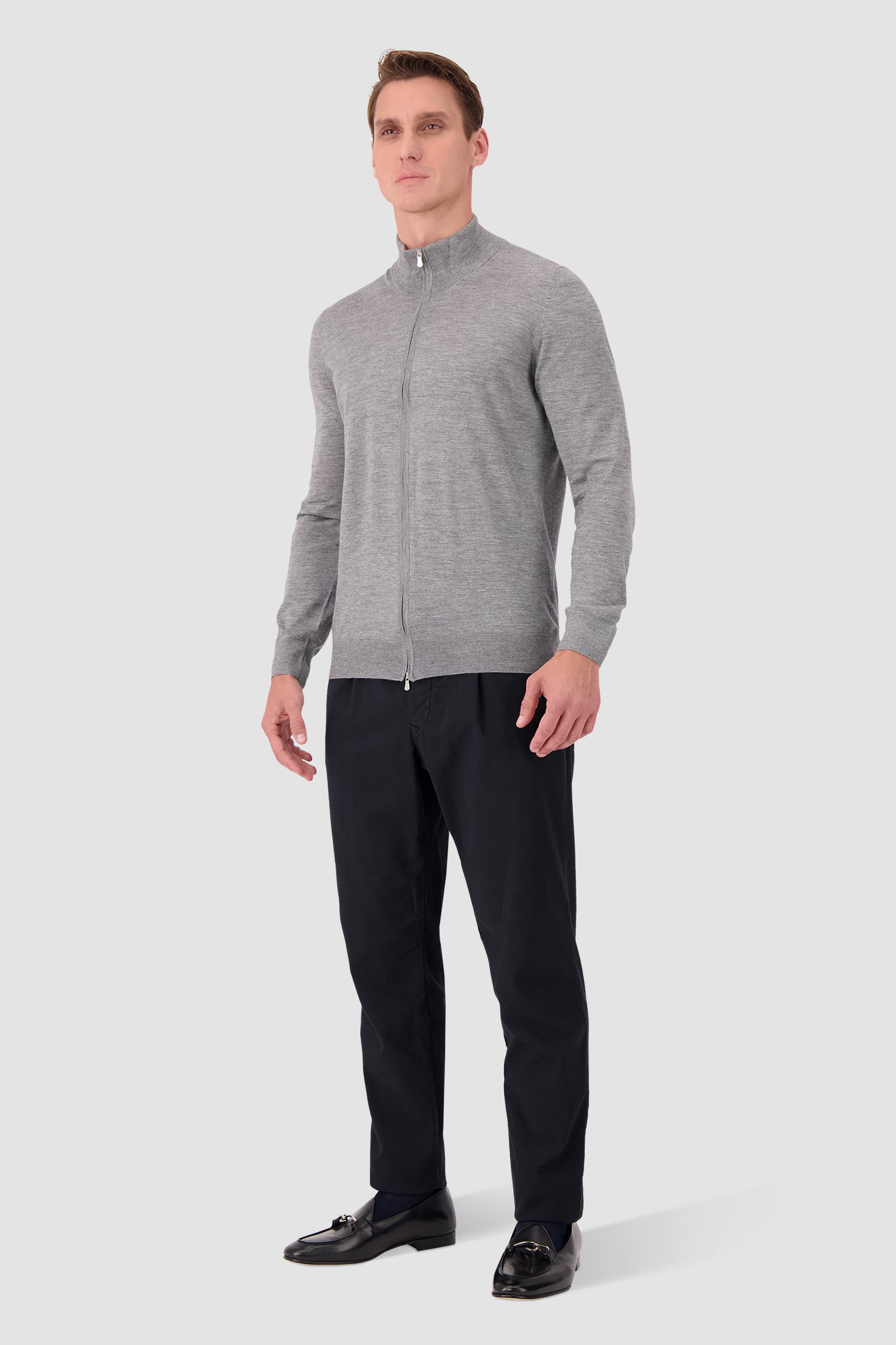 Barba Napoli Grey Zipped Guibbino Sweater