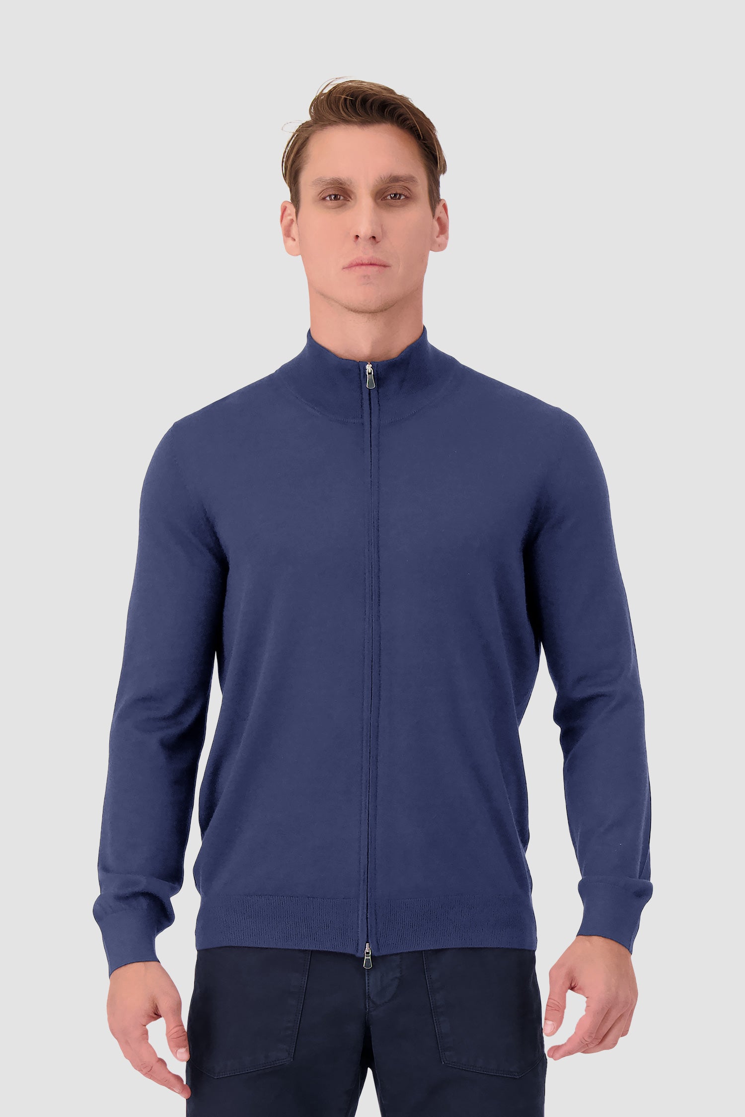 Barba Napoli Navy Zipped Guibbino Sweater