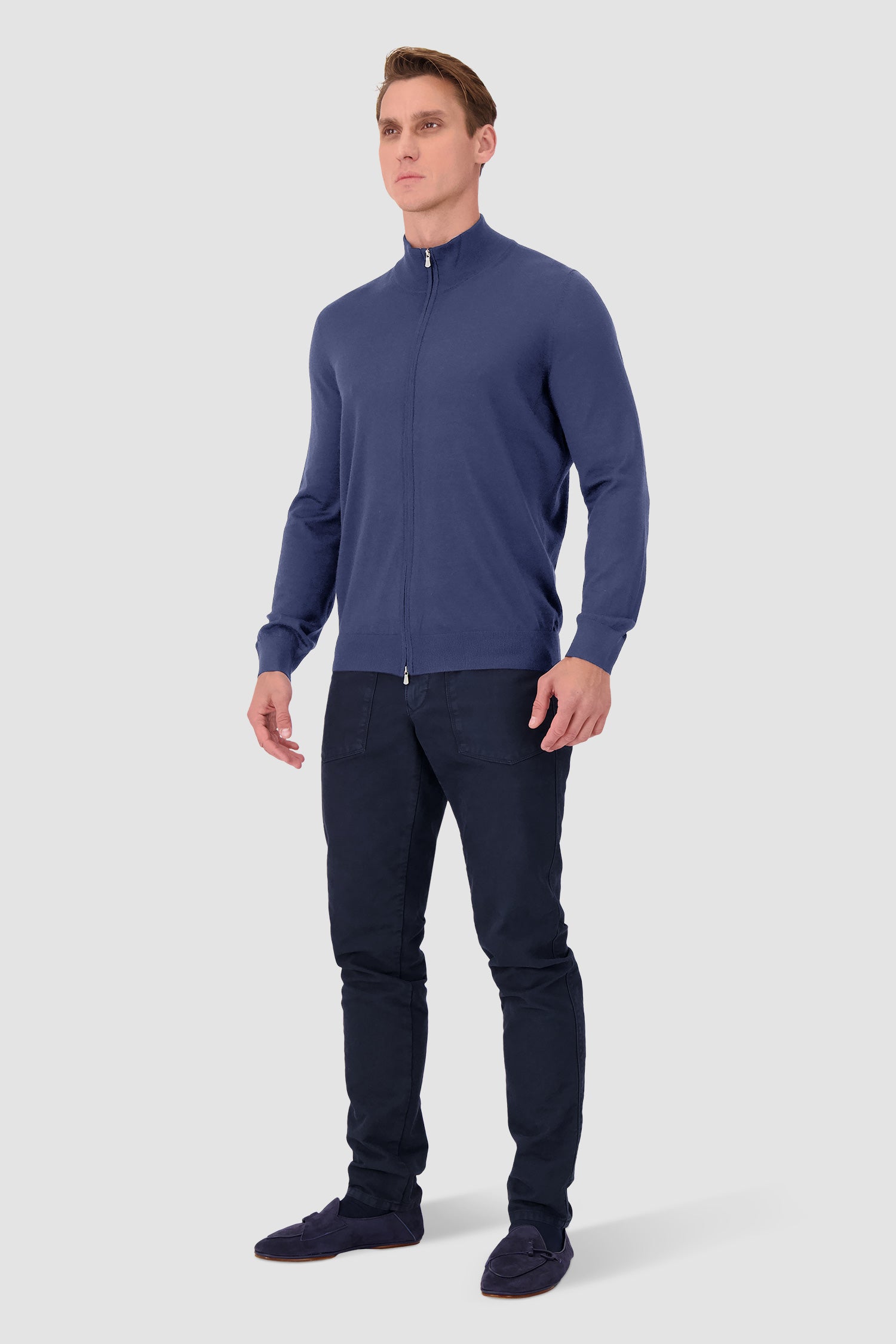 Barba Napoli Navy Zipped Guibbino Sweater