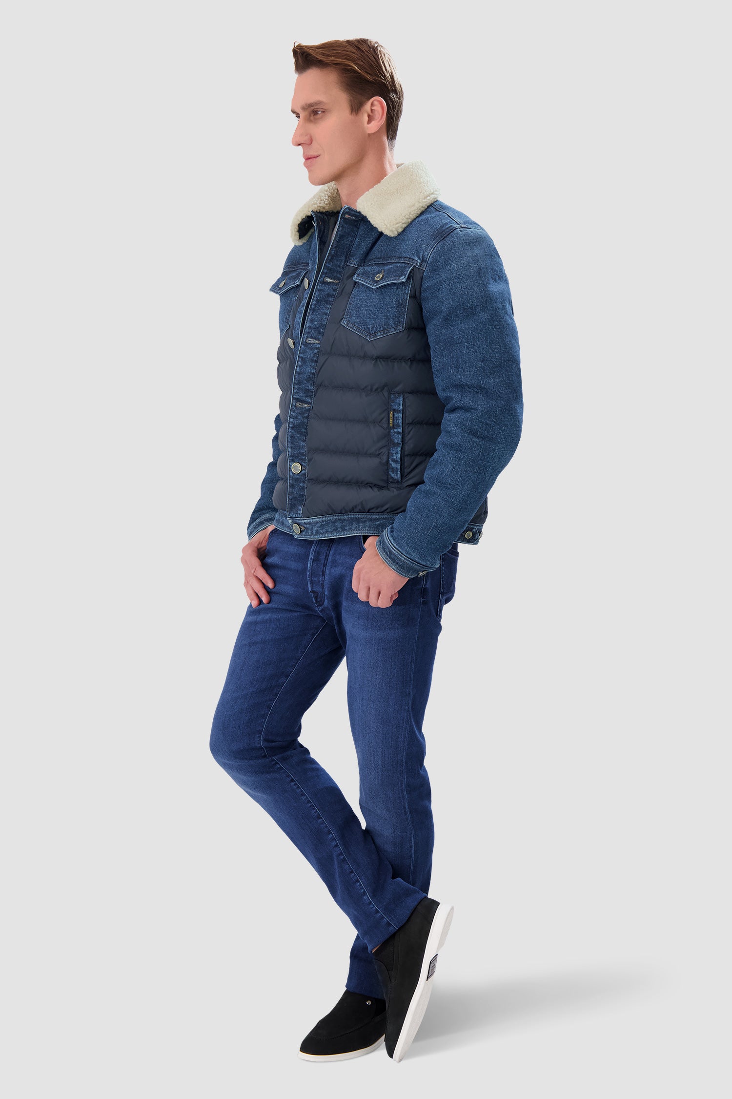 Moorer Blue MONDOR-FUR 104S Panelled Jacket