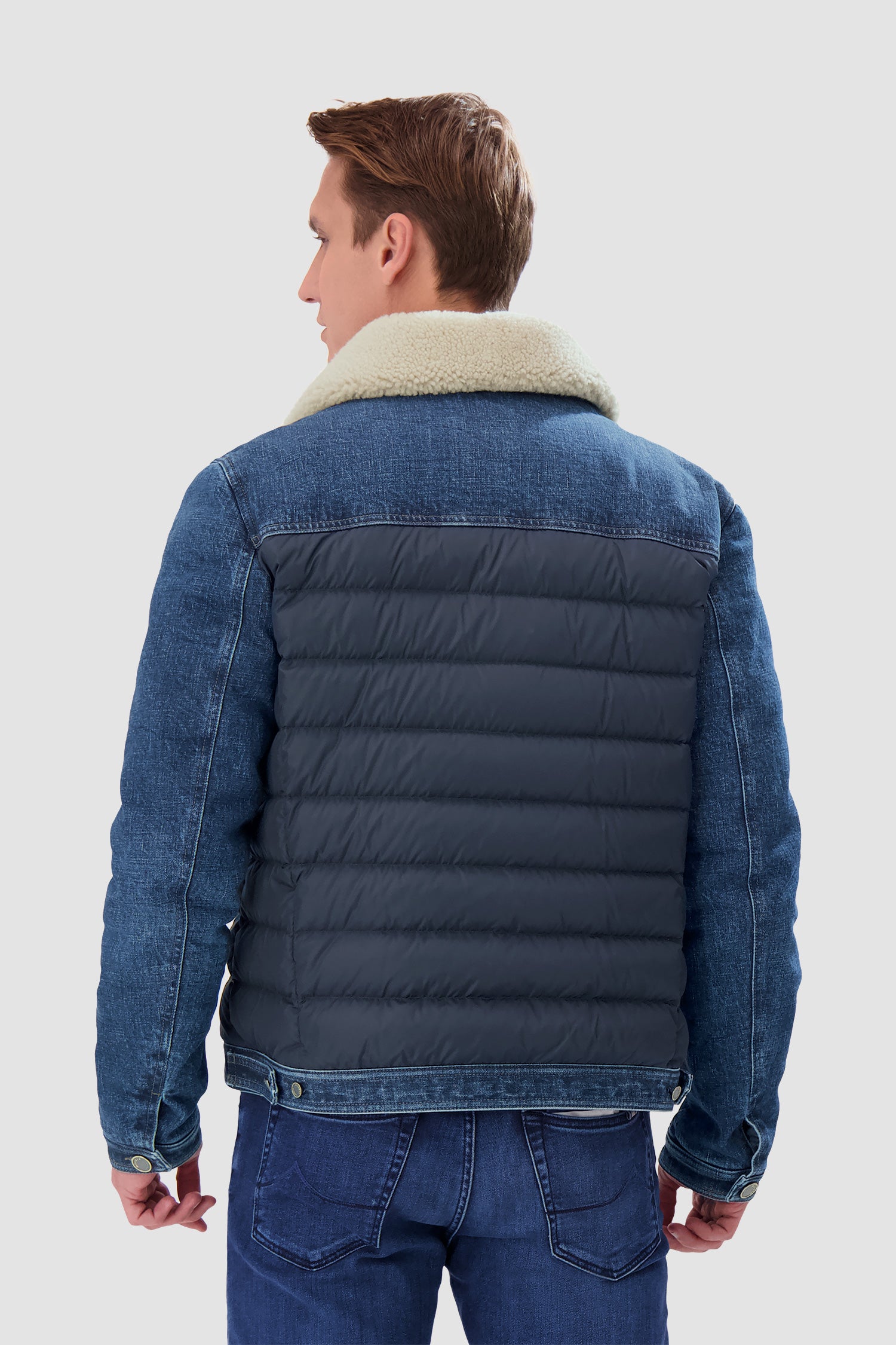 Moorer Blue MONDOR-FUR 104S Panelled Jacket