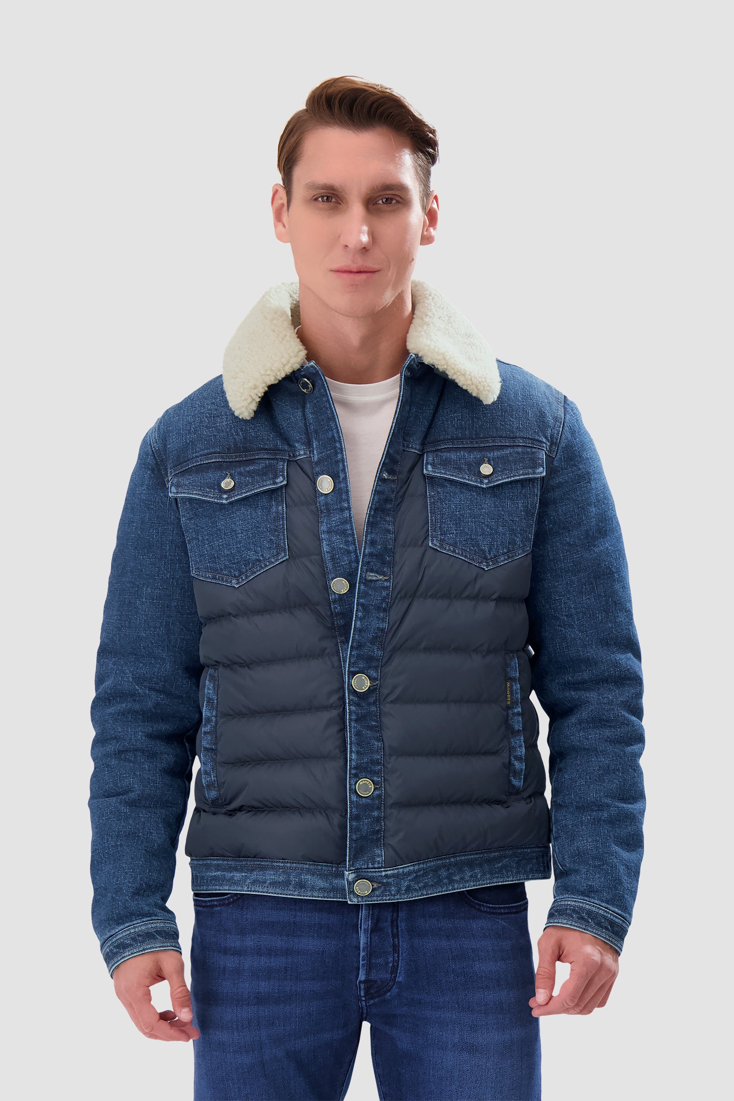 Moorer Blue MONDOR-FUR 104S Panelled Jacket