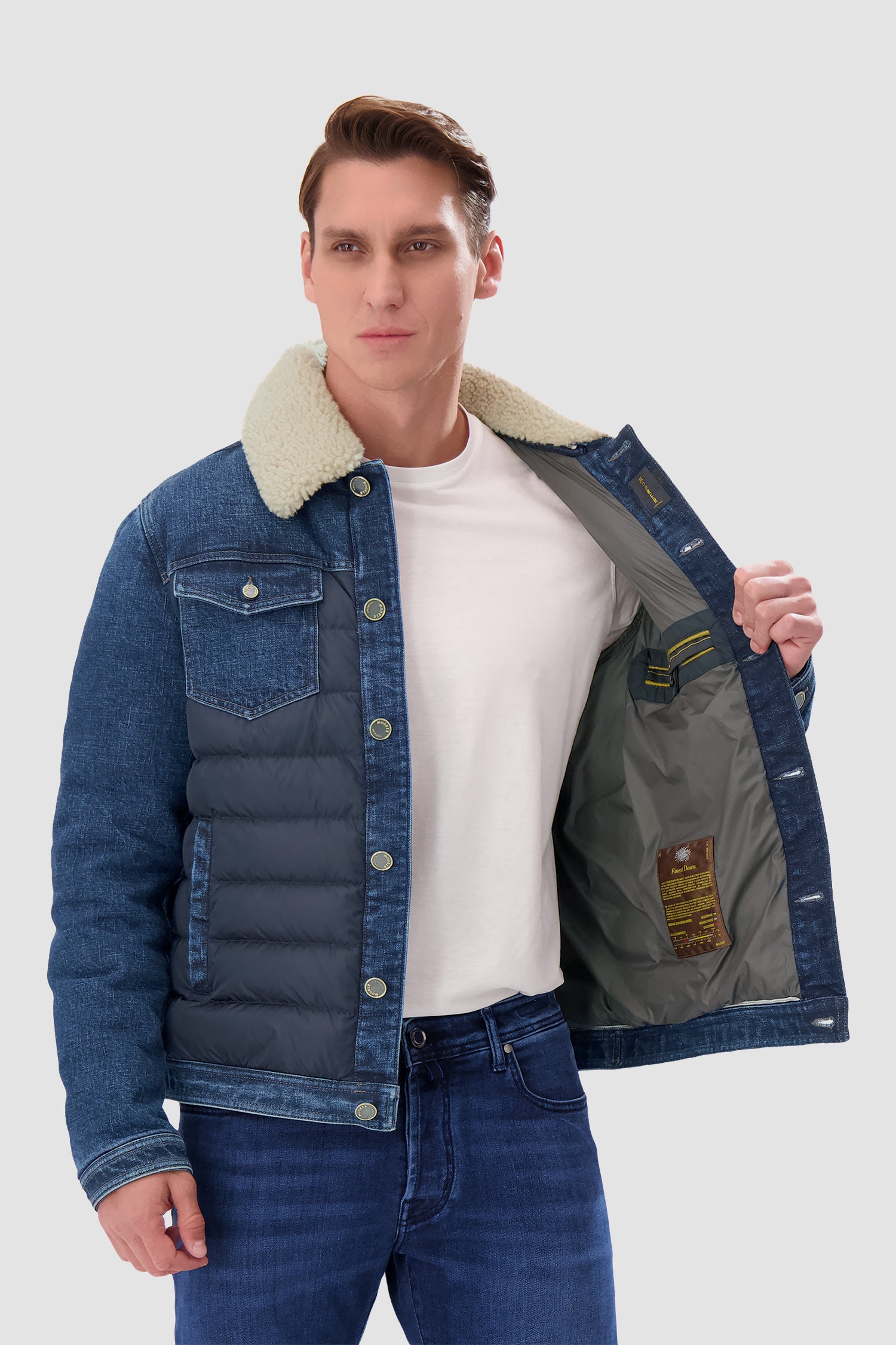 Moorer Blue MONDOR-FUR 104S Panelled Jacket