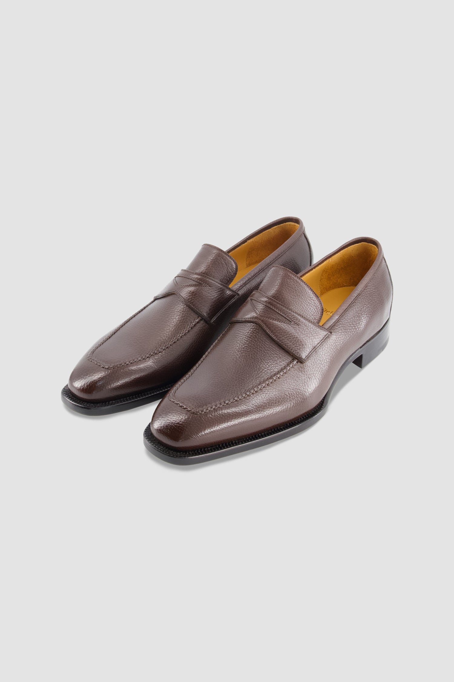Stefano Bemer Dark Brown Lama Penny Loafers