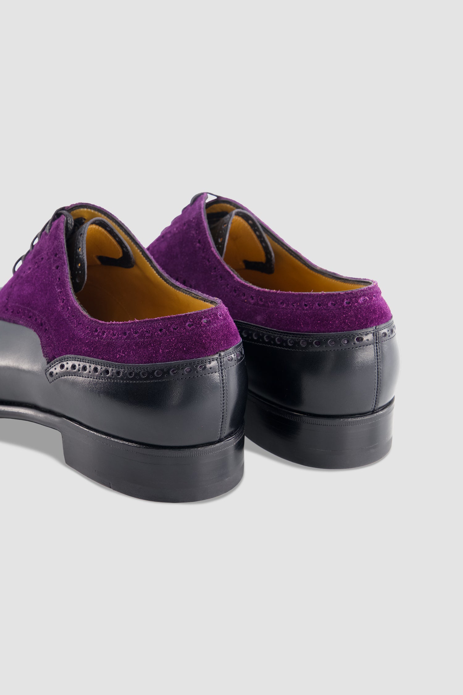 Stefano Bemer Black/Purple Suede Cap-Toe Oxford
