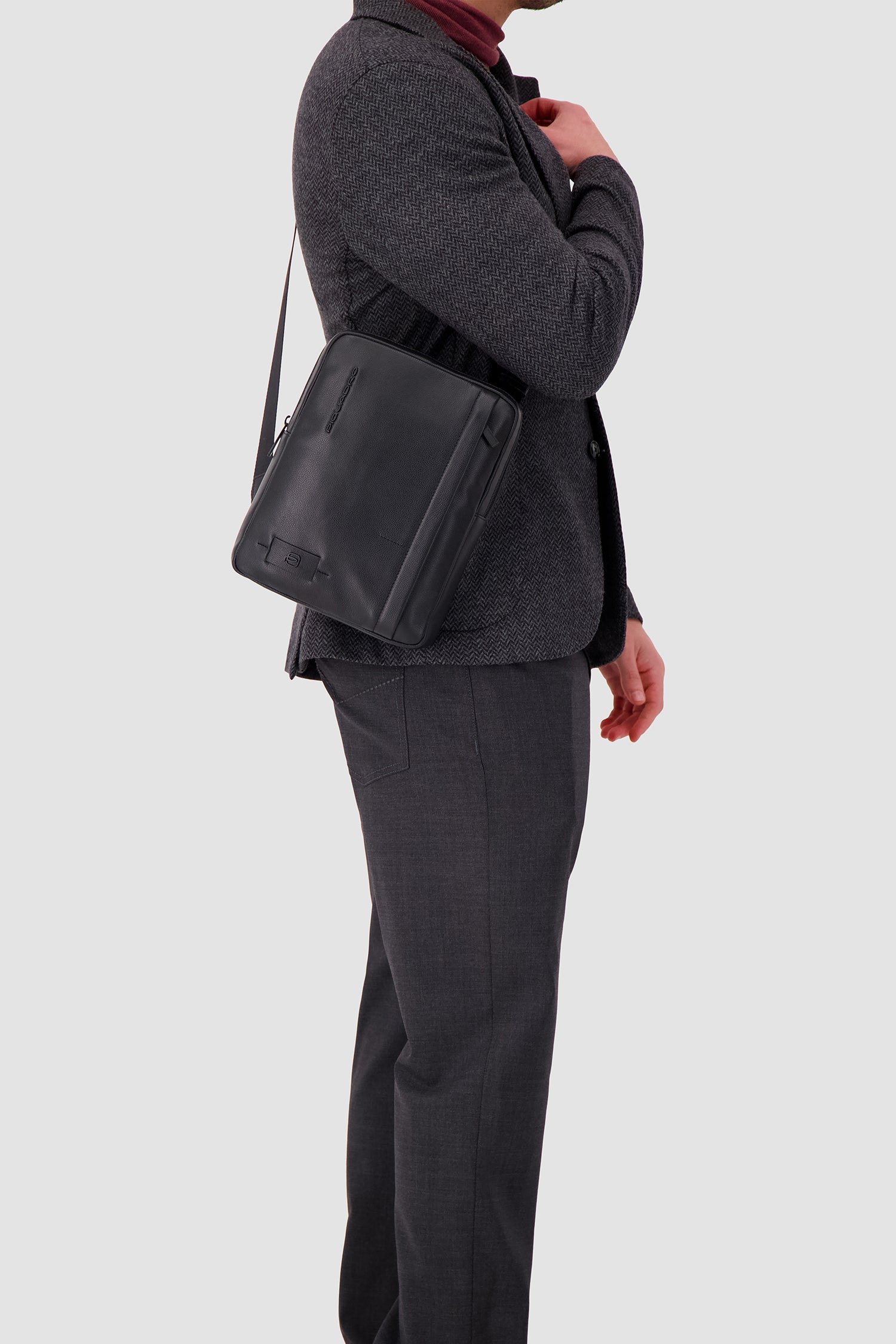 Piquadro Black Leather Crossbody Bag
