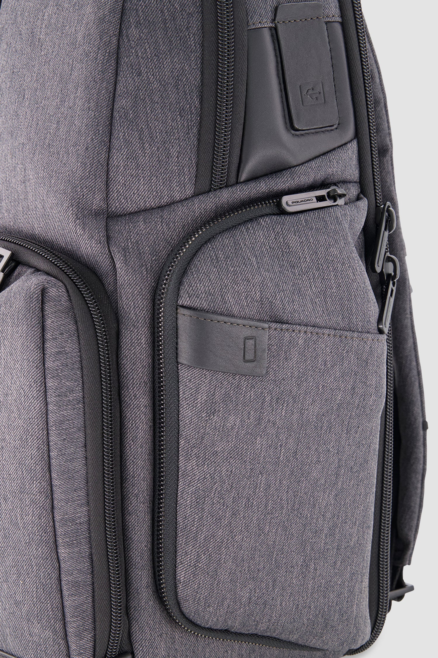 Piquadro Charcoal/Black Fast-Check Laptop Backpack 15.6"