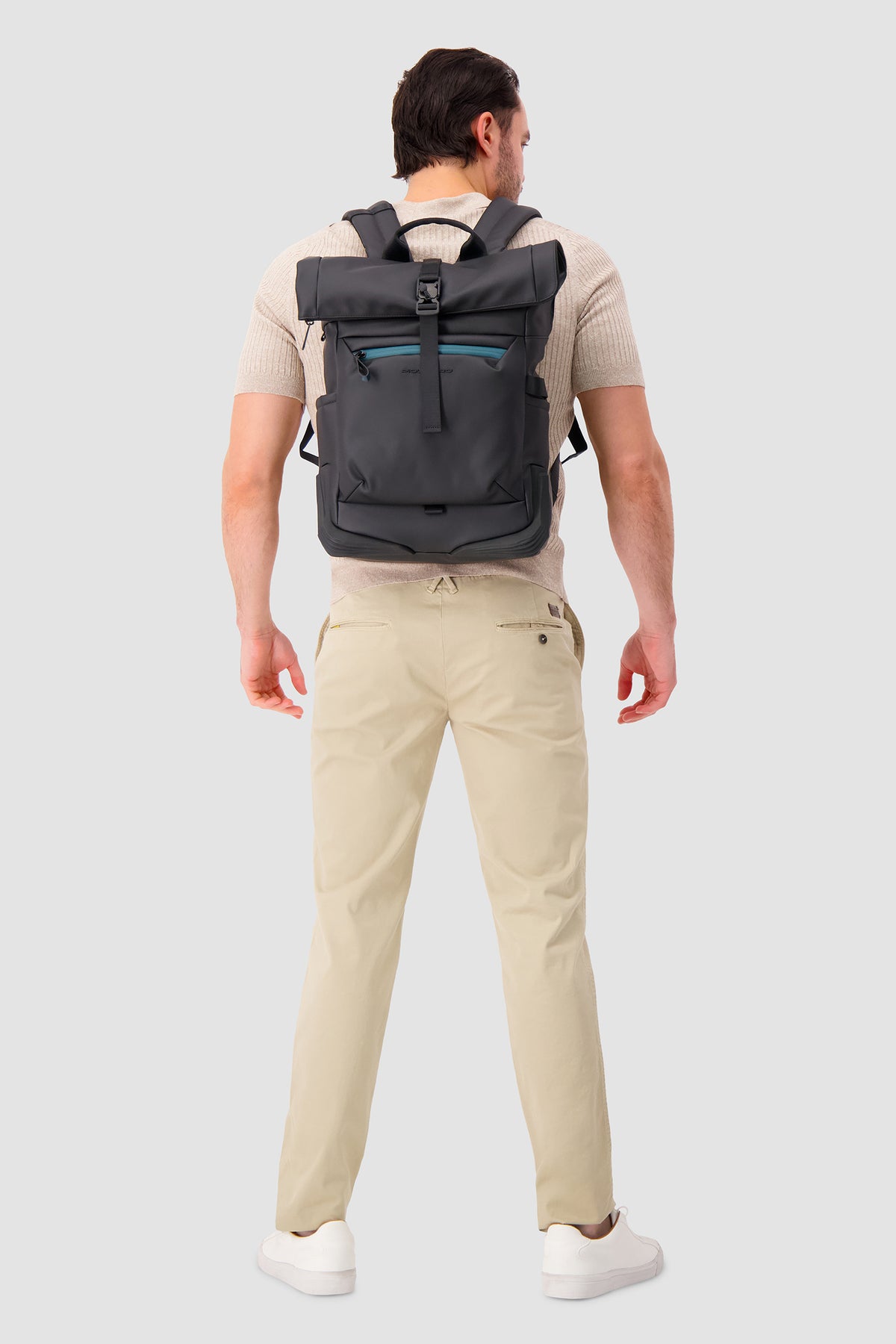 Piquadro Black Roll Top Backpack