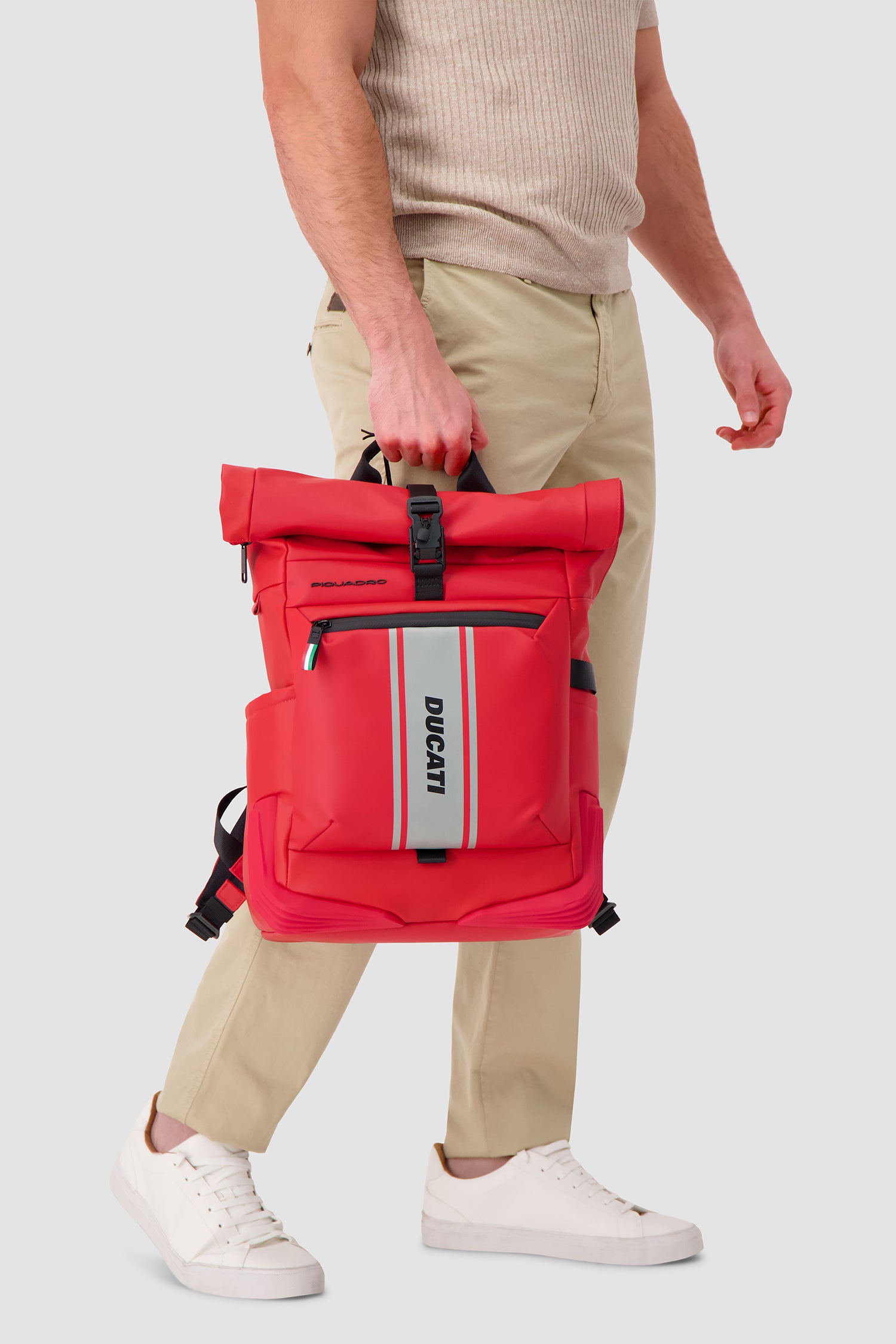 Piquadro x Ducati Red Roll Top Backpack