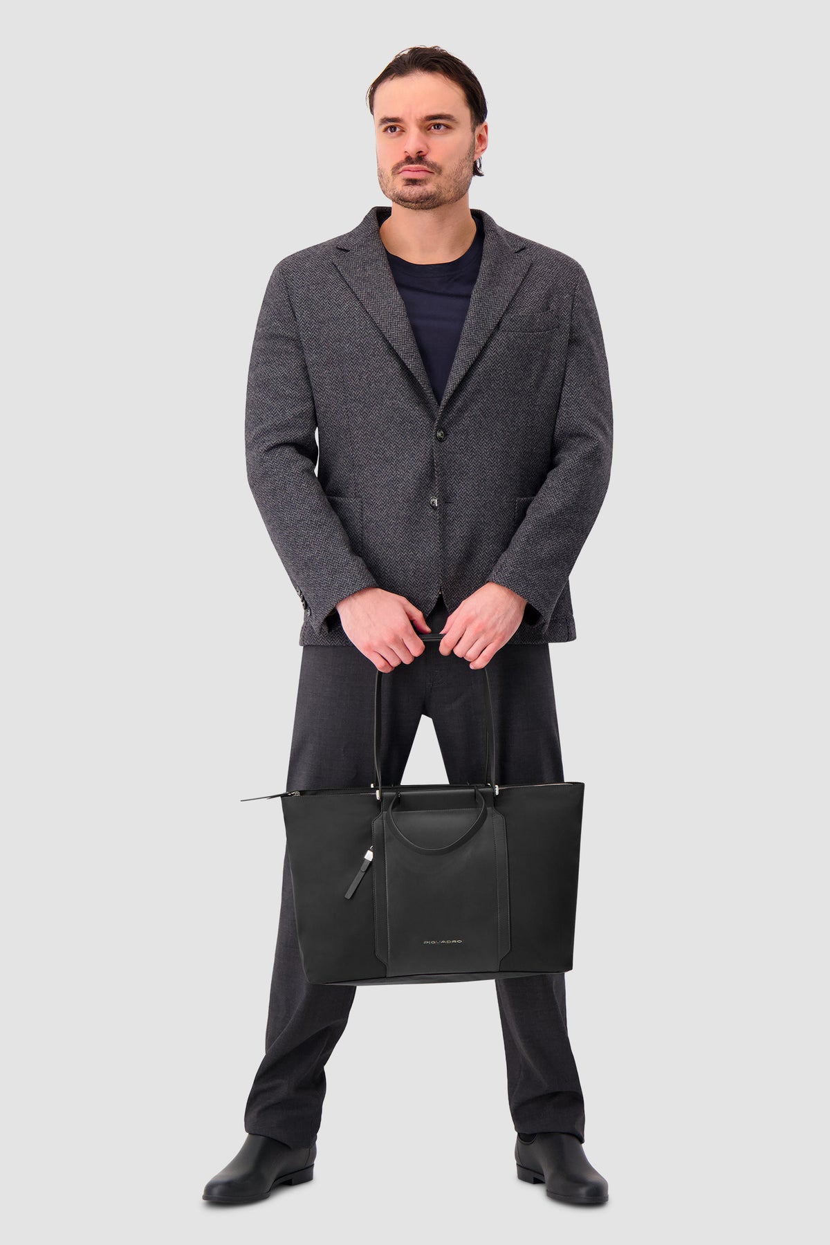 Piquadro Black Laptop Tote Bag