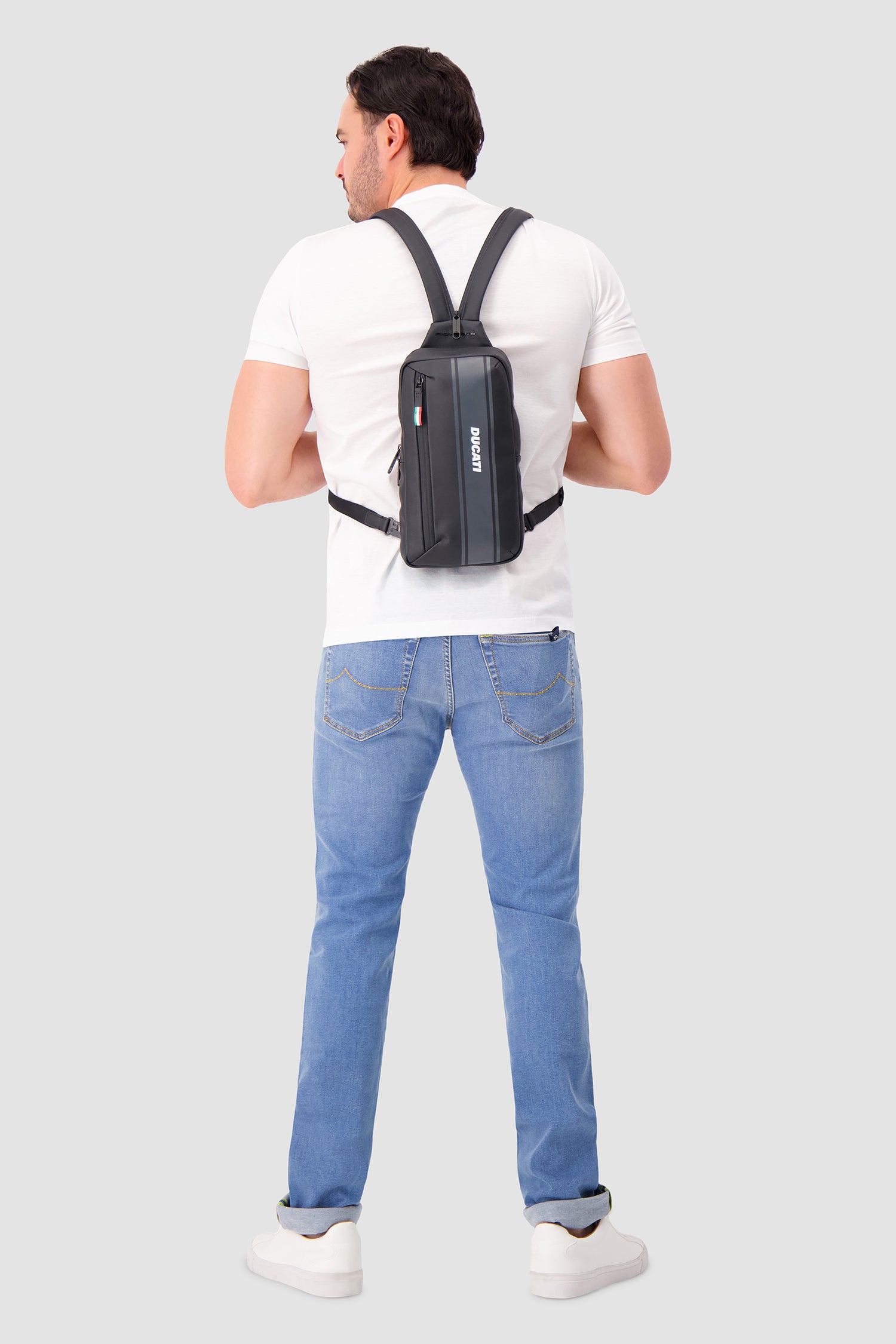 Piquadro x Ducati Black Water Resistant Sling Bag