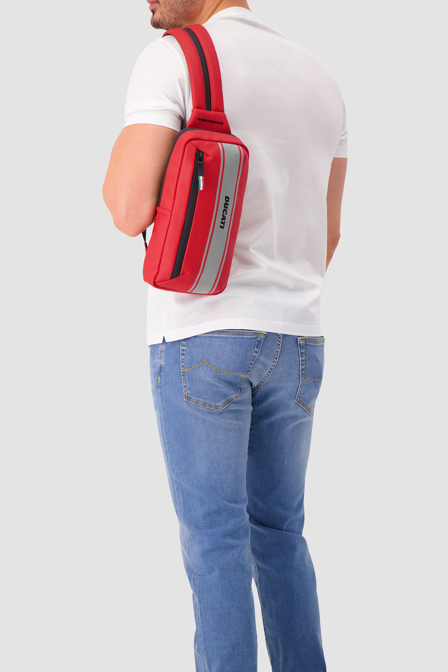 Piquadro x Ducati Red Water Resistant Sling Bag