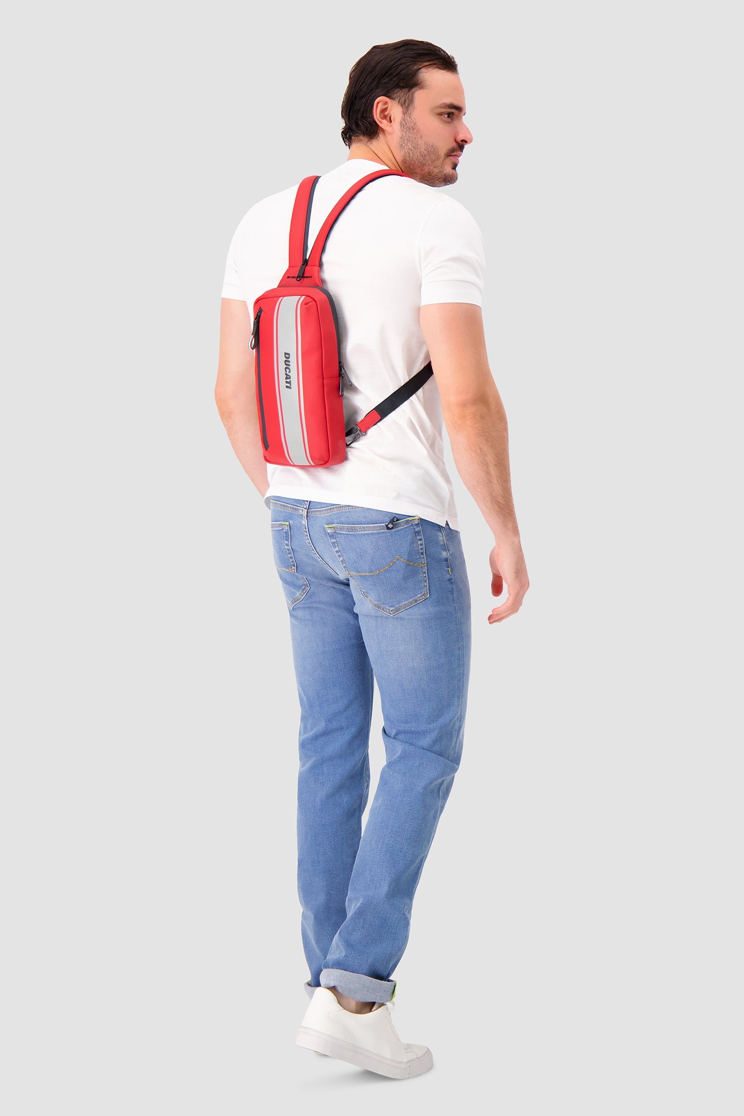 Piquadro x Ducati Red Water Resistant Sling Bag