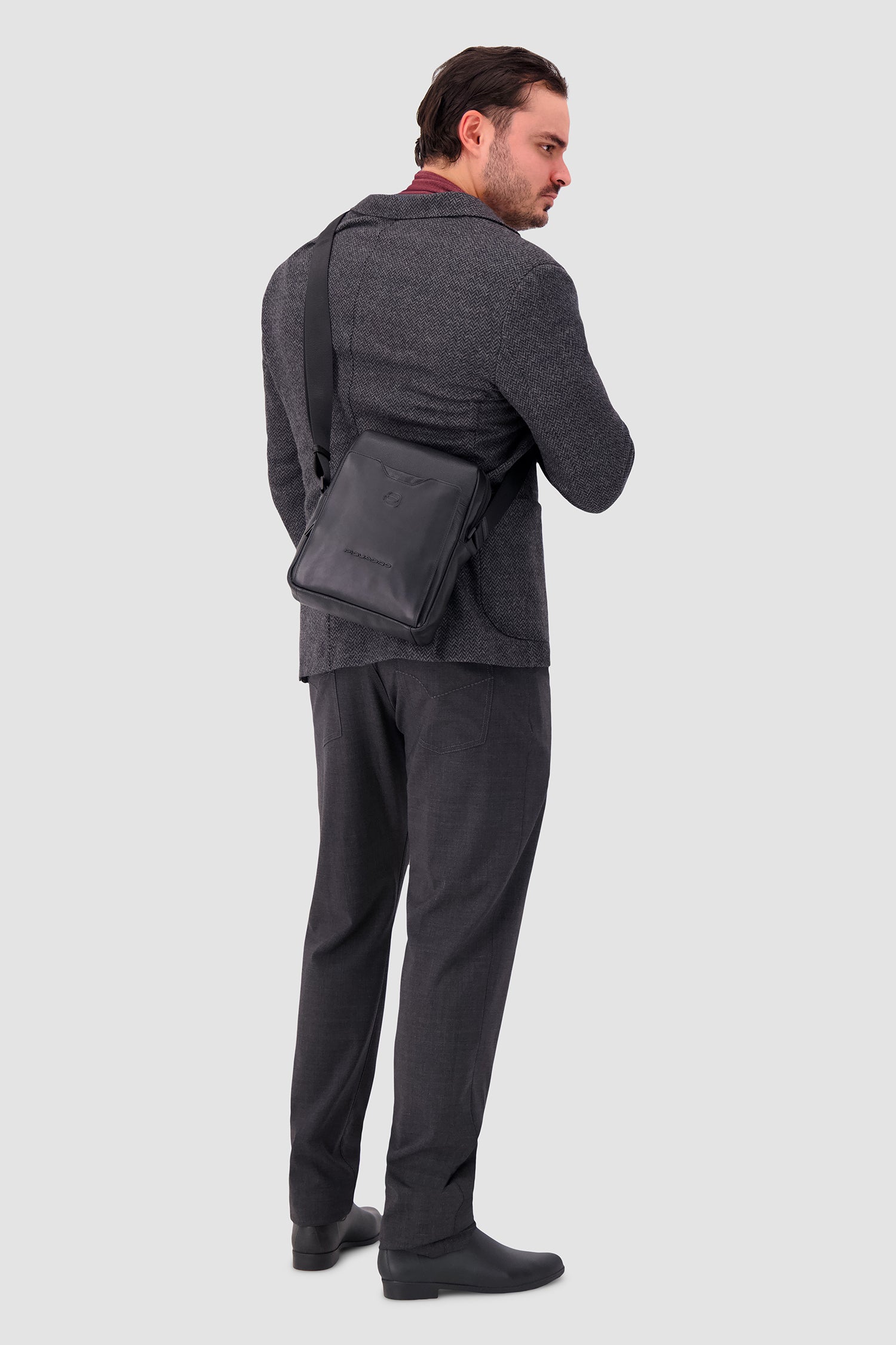 Piquadro Black Crossbody iPad Bag