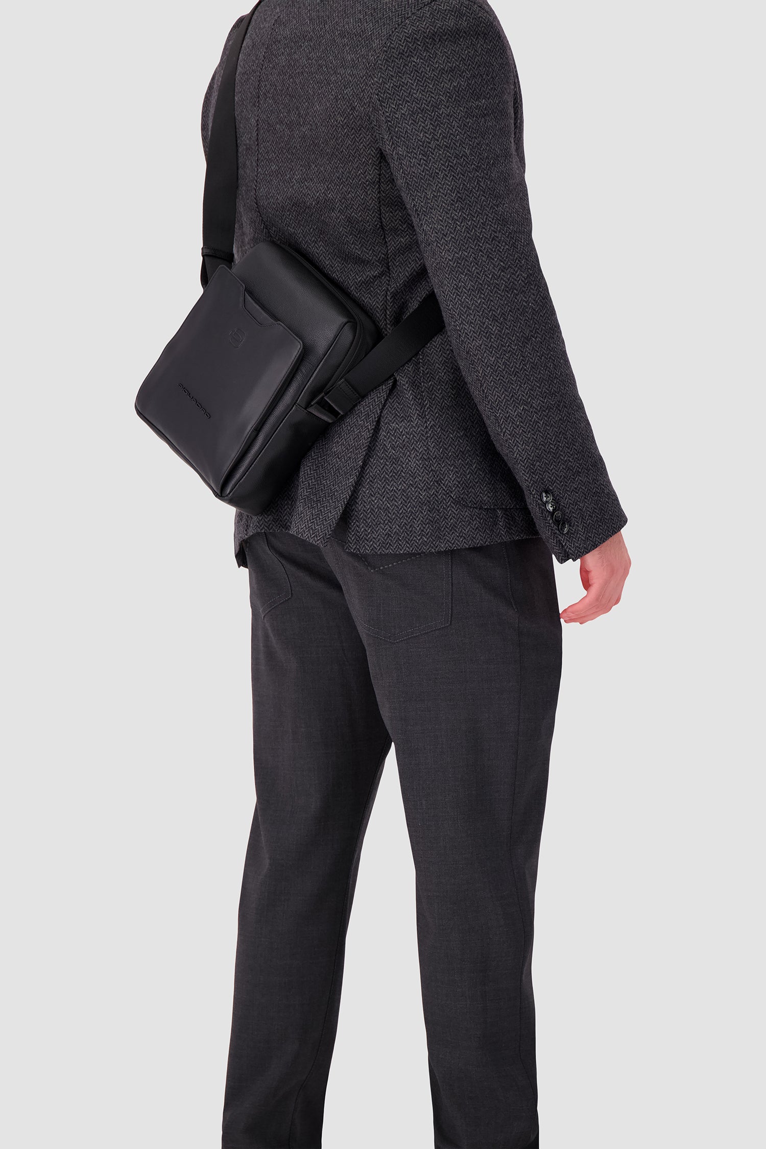 Piquadro Black Crossbody iPad Bag