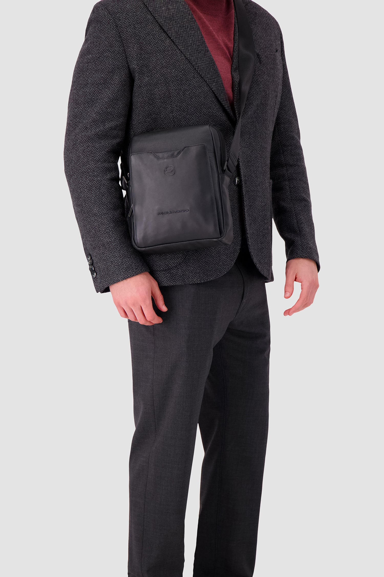 Piquadro Black Crossbody iPad Bag