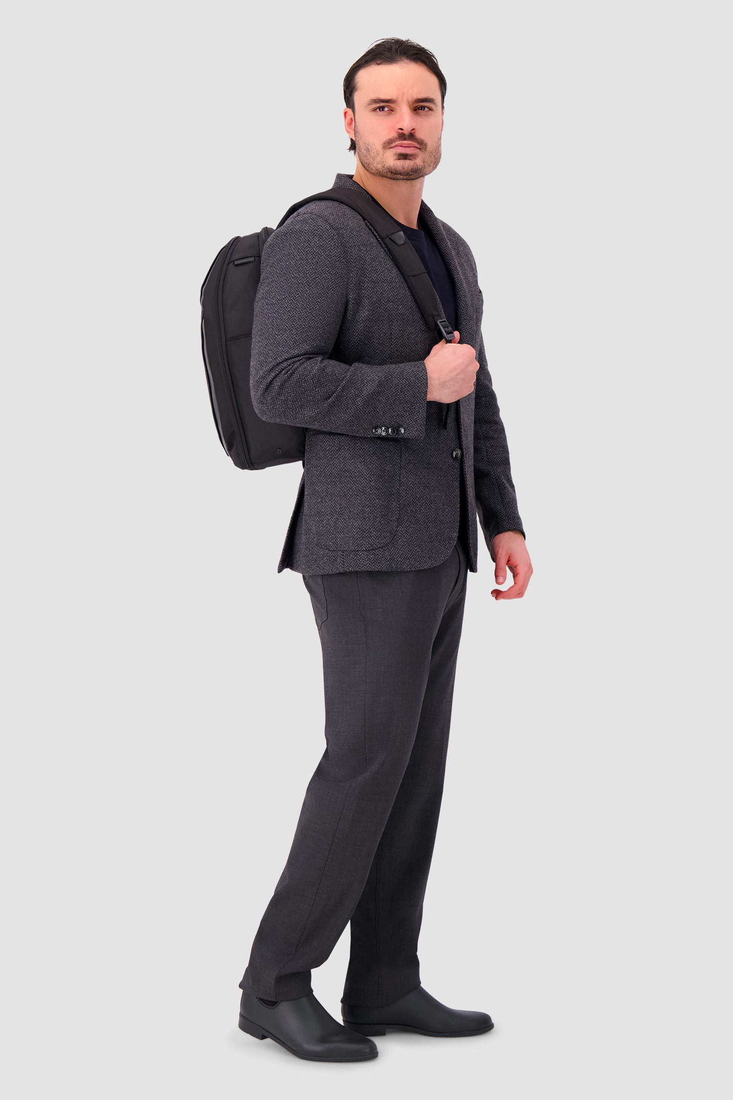 Sac à dos de voyage Piquadro pour ordinateur portable 15,6", en textile recyclé noir